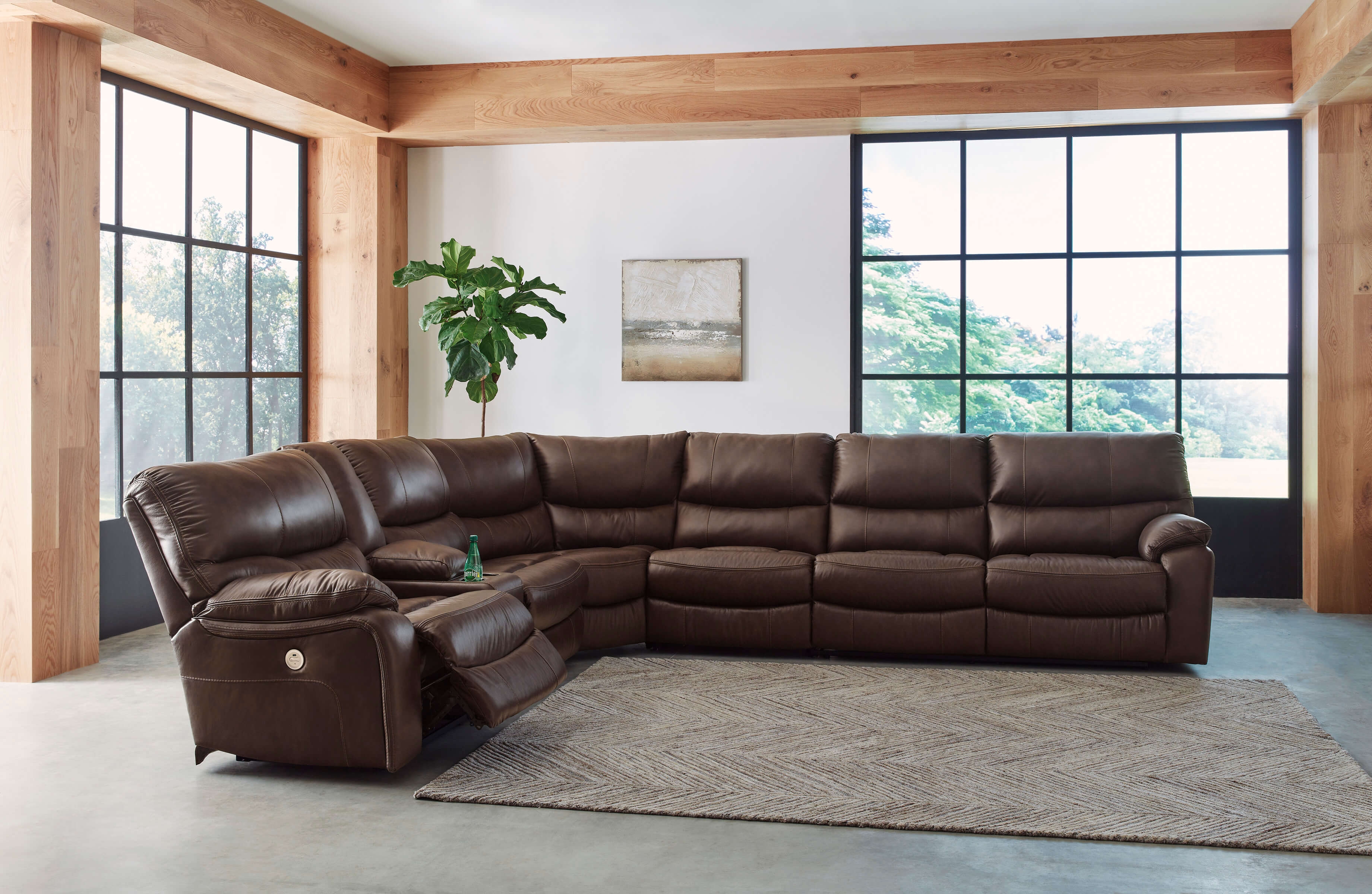 Family Circle Leather/Faux Leather 4-Piece Power Reclining Sectional Sofa, Left Arm Facing
