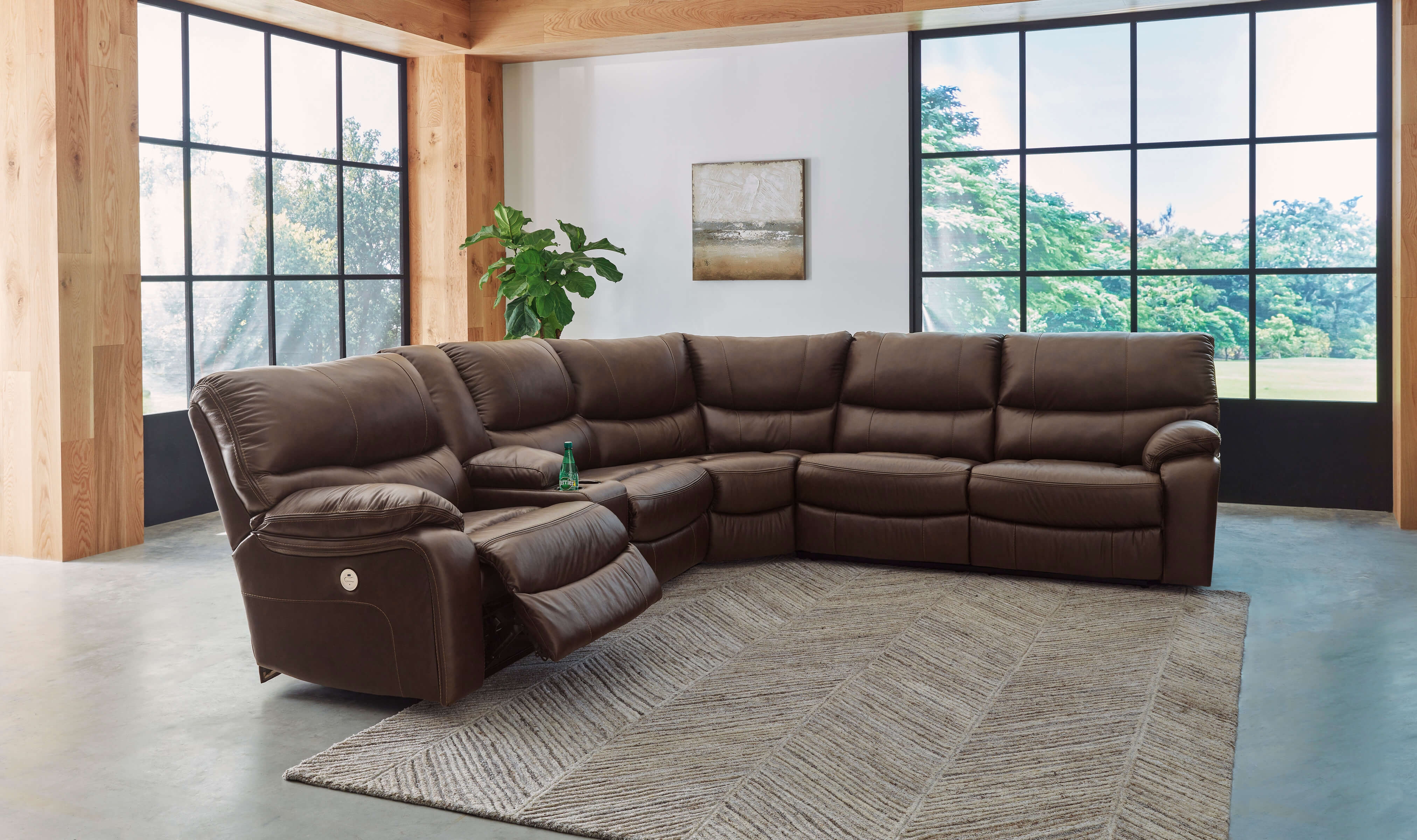 Family Circle Leather/Faux Leather 3-Piece Power Reclining Sectional Sofa, Left Arm Facing