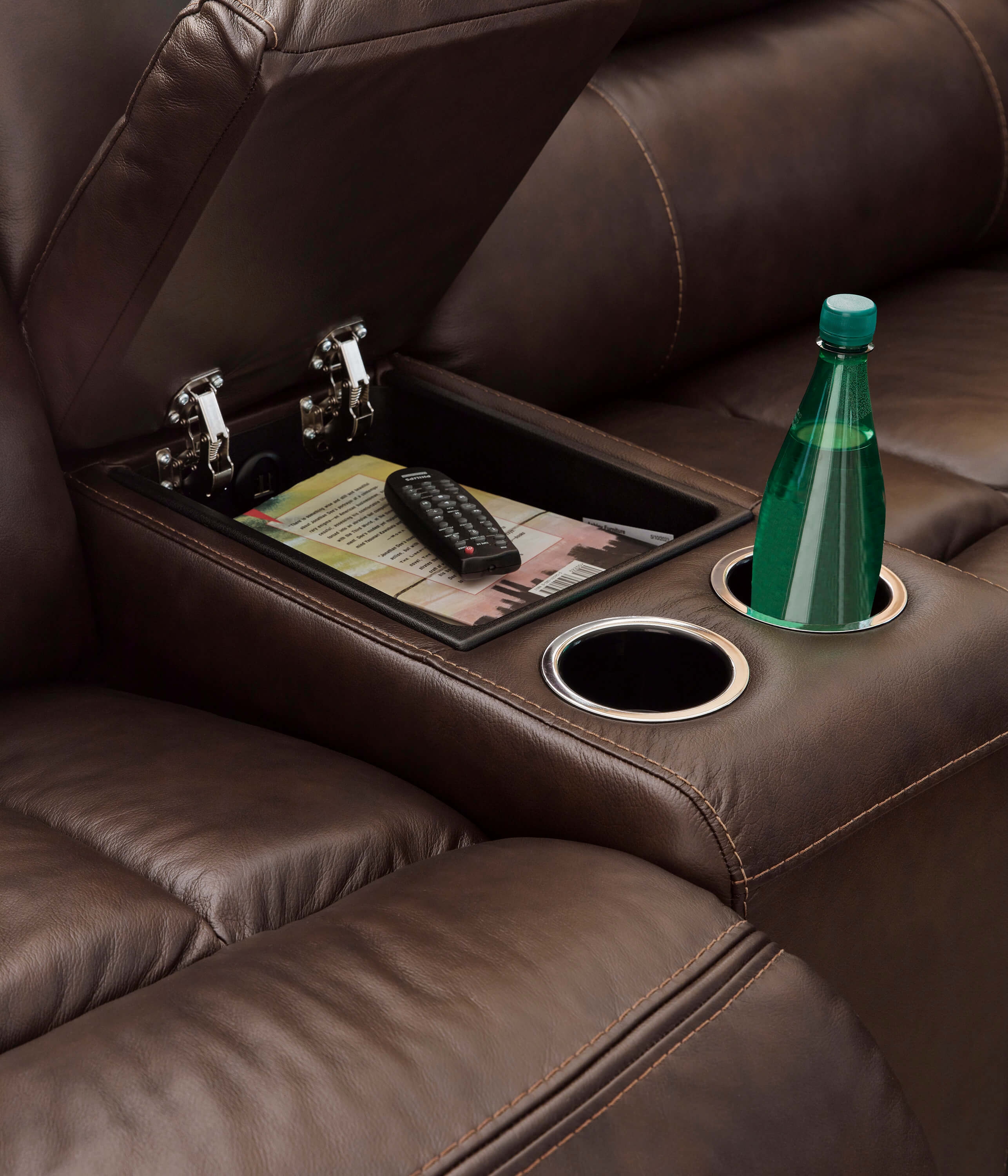 Family Circle Leather/Faux Leather 3-Piece Power Reclining Sectional Sofa, Right Arm Facing