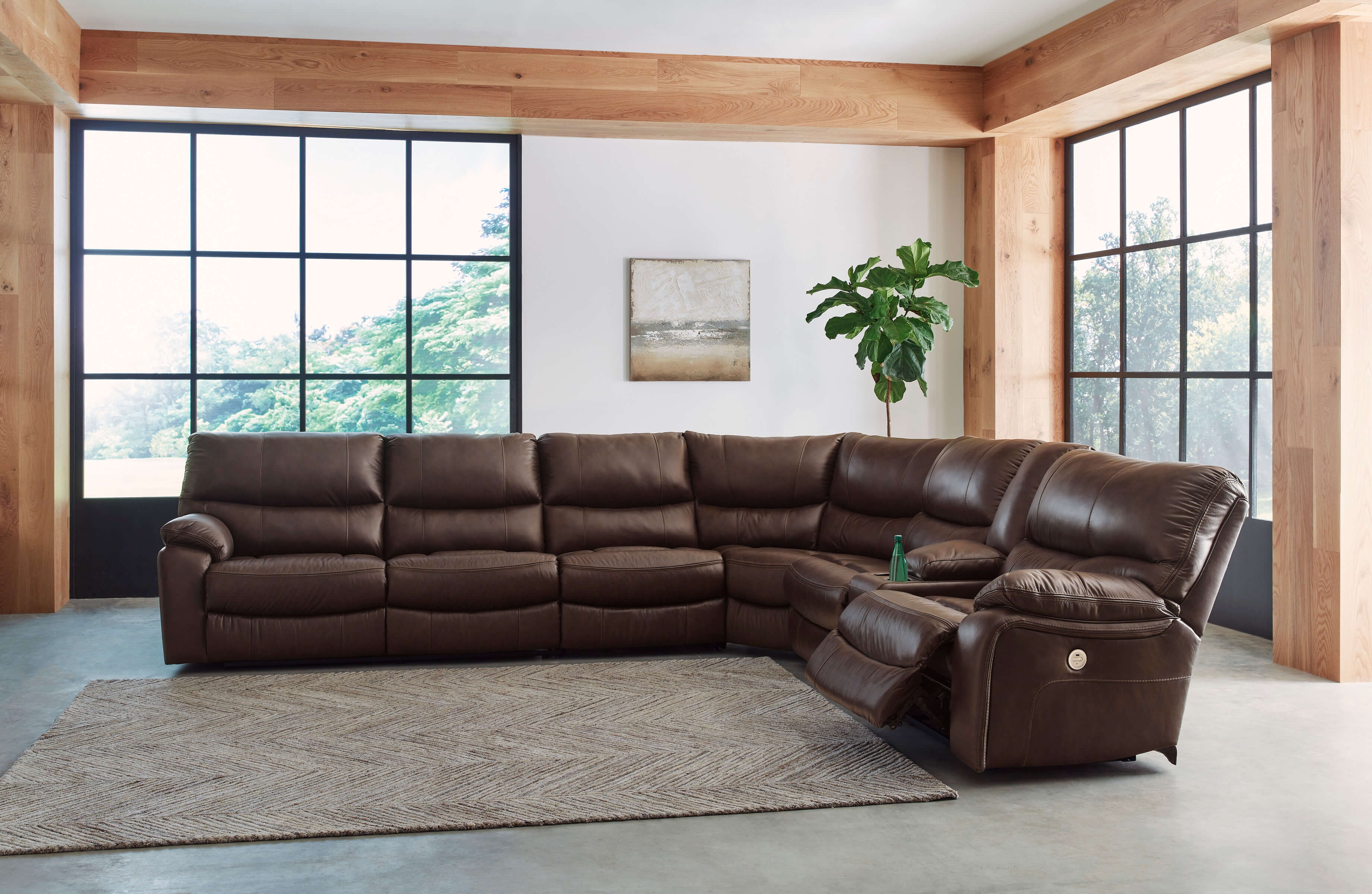 Family Circle Leather/Faux Leather 4-Piece Power Reclining Sectional Sofa, Right Arm Facing