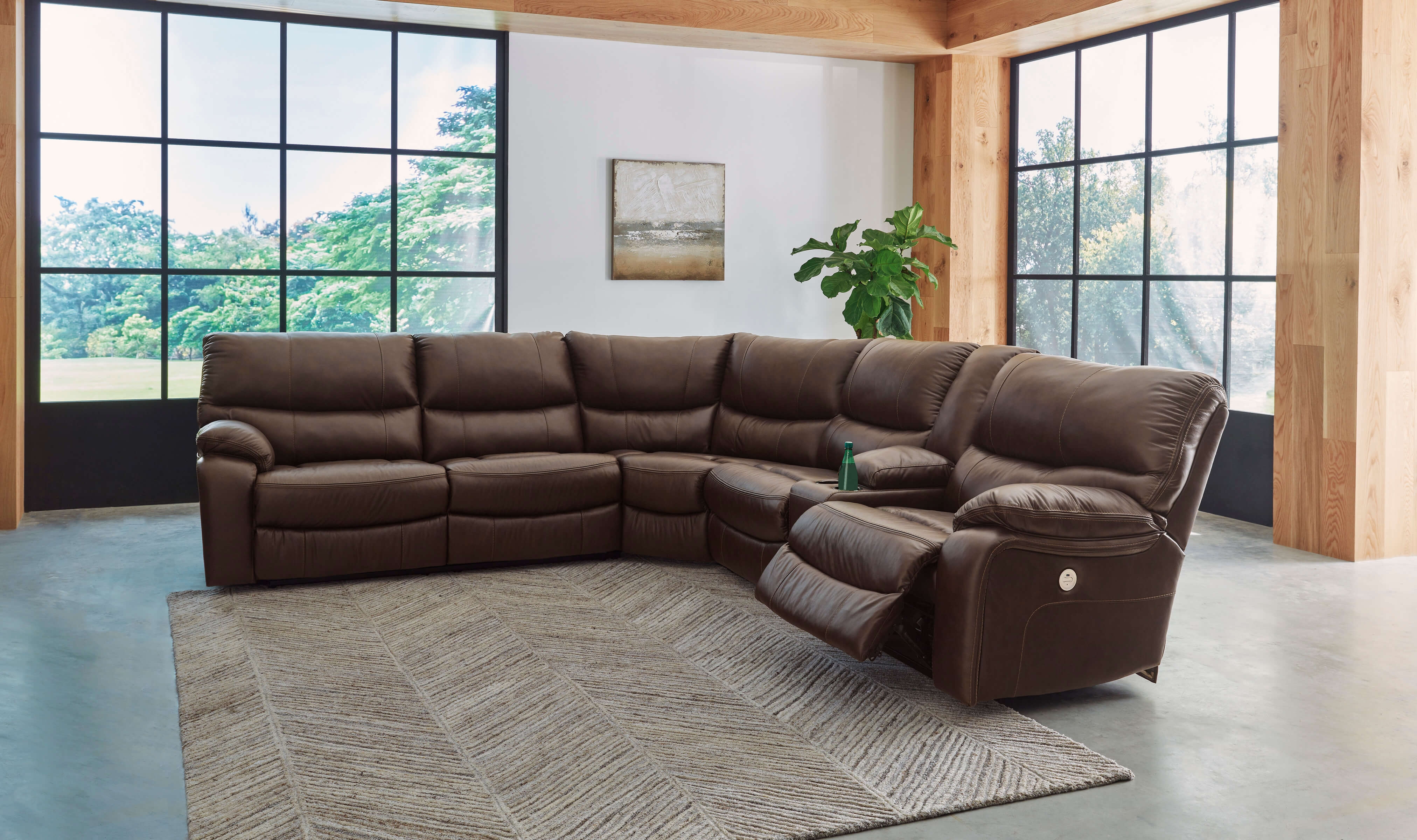 Family Circle Leather/Faux Leather 3-Piece Power Reclining Sectional Sofa, Right Arm Facing