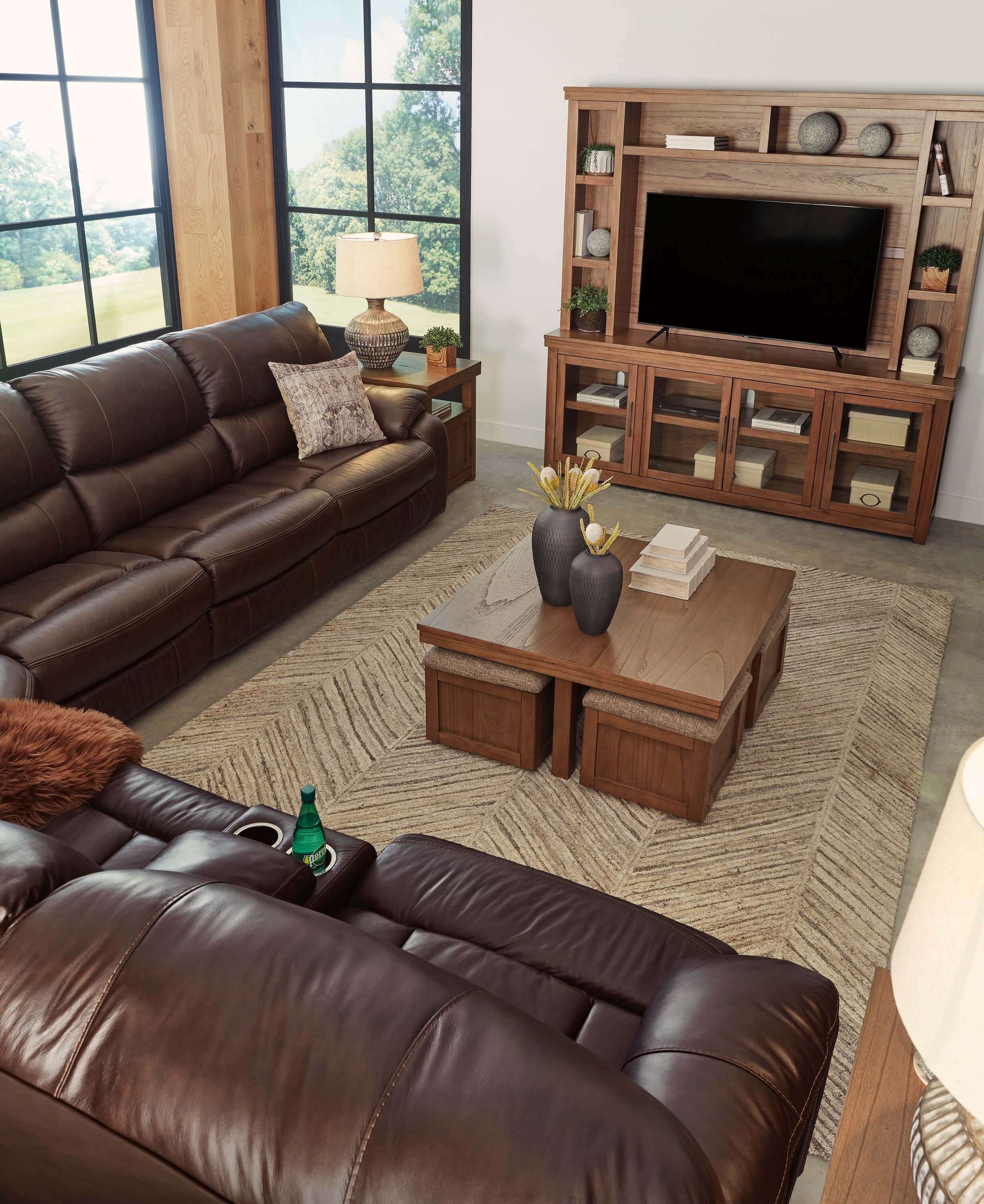 Family Circle Leather/Faux Leather 4-Piece Power Reclining Sectional Sofa, Left Arm Facing