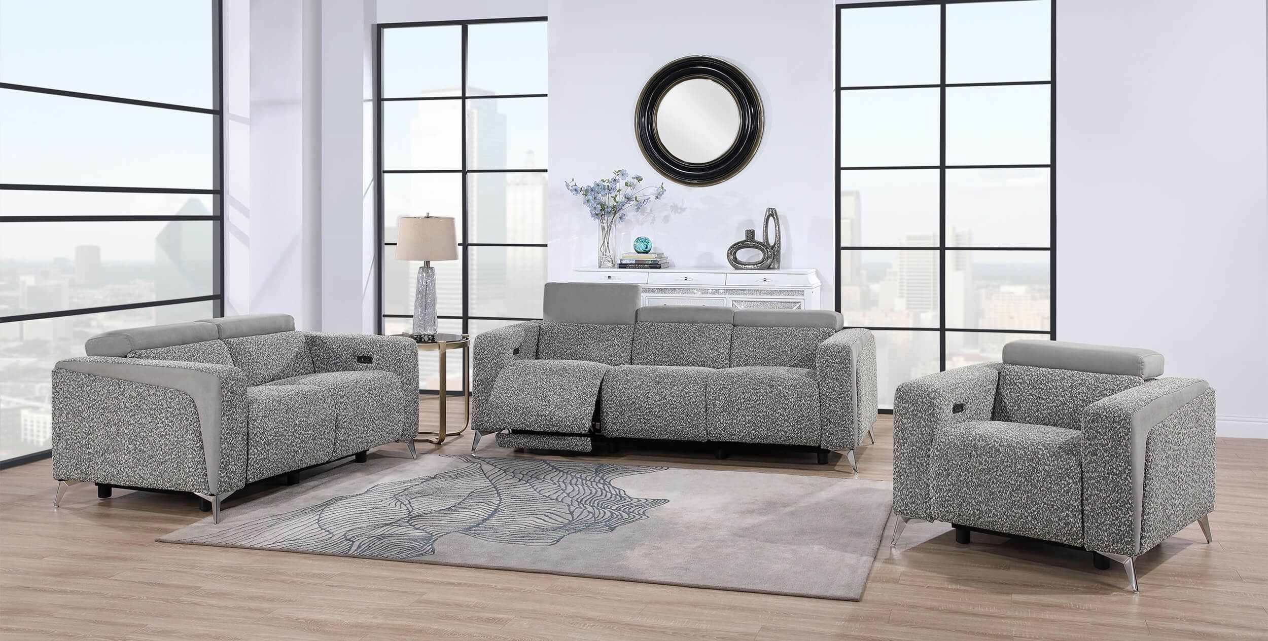 U8521 Fabric Power Reclining Living Room Set