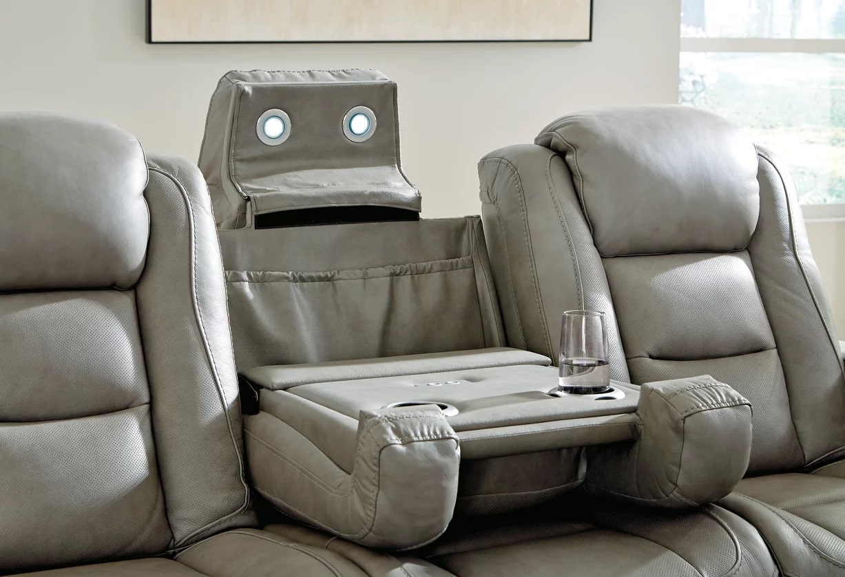 The Man-Den Leather Power Reclining Sofa