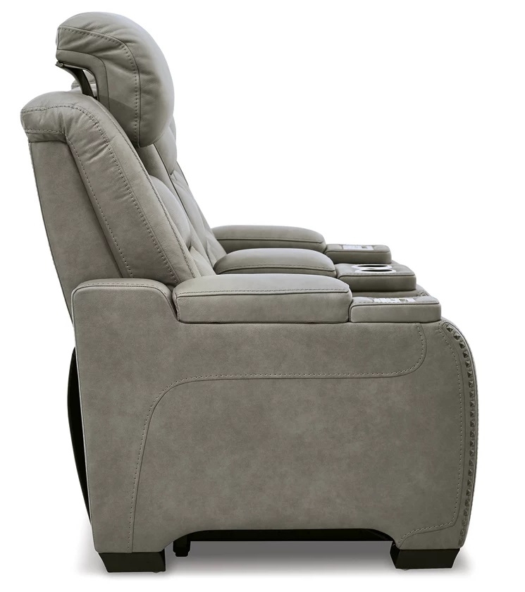 Ashley Man-Den Leather Loveseat Side
