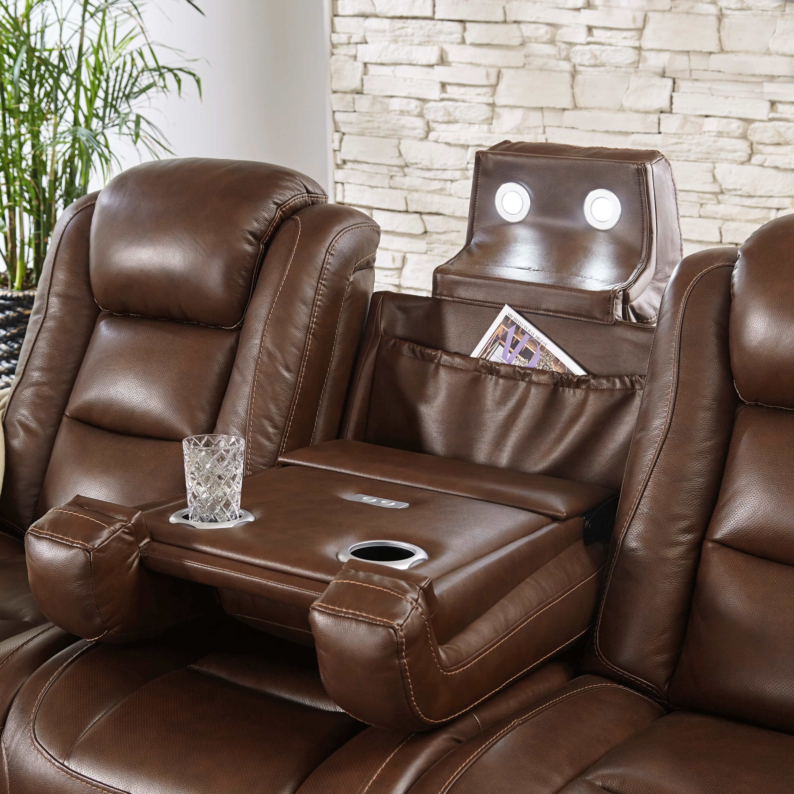 The Man-Den Leather Power Reclining Sofa