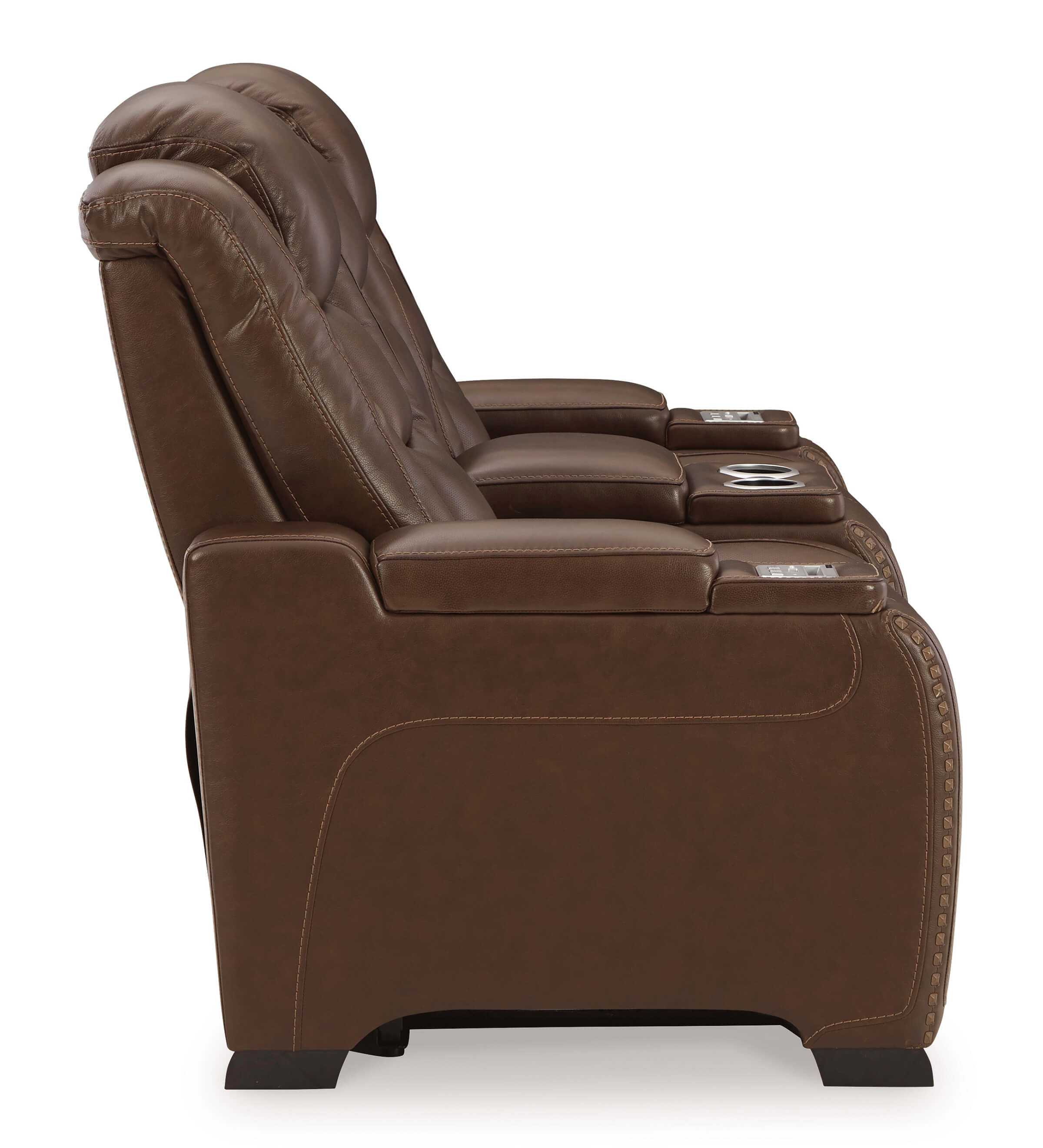 The Man-Den Leather Power Reclining Loveseat w/Console