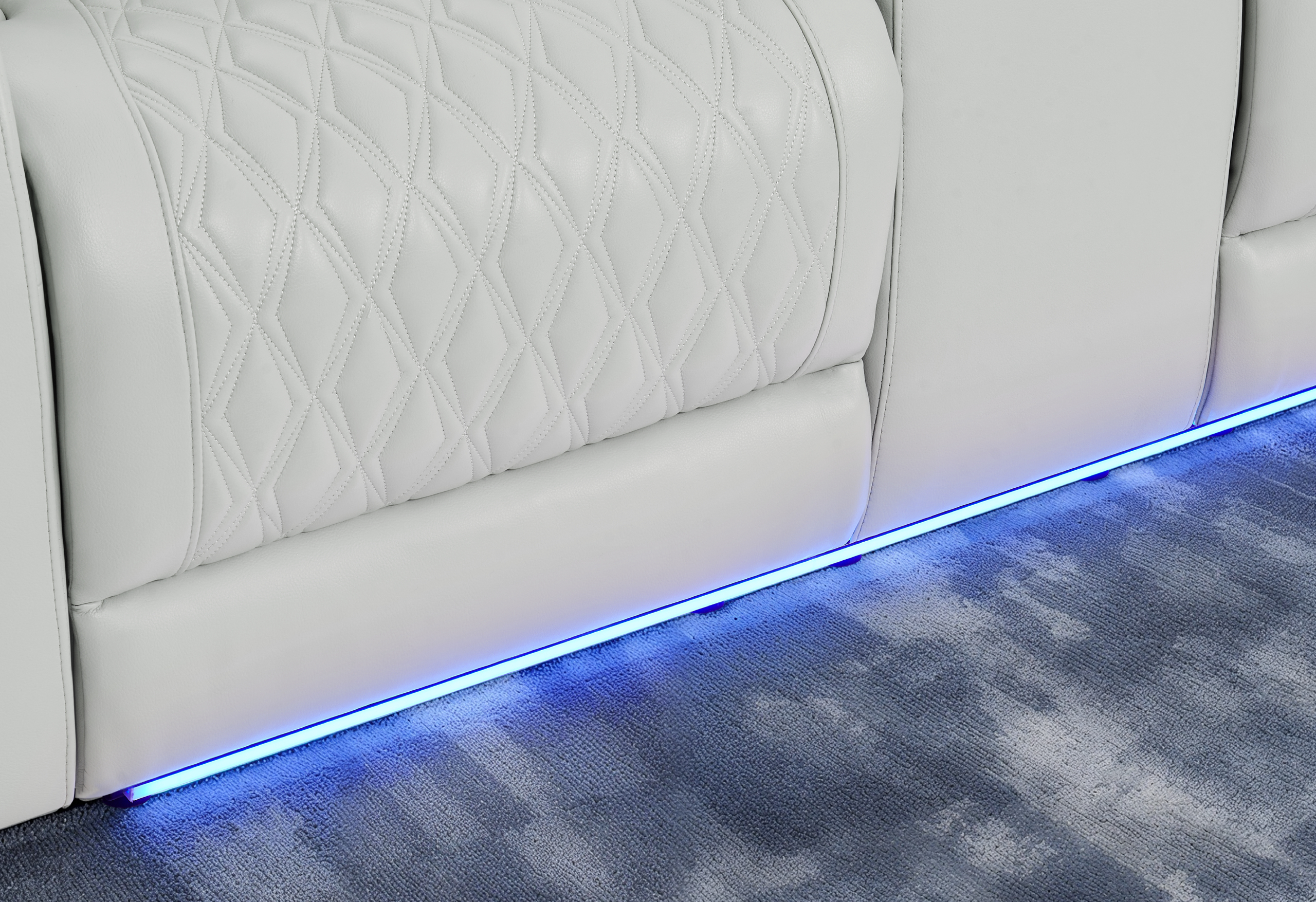 U8611 PU Power Reclining Loveseat with LED Light and Speaker, Power Headrest