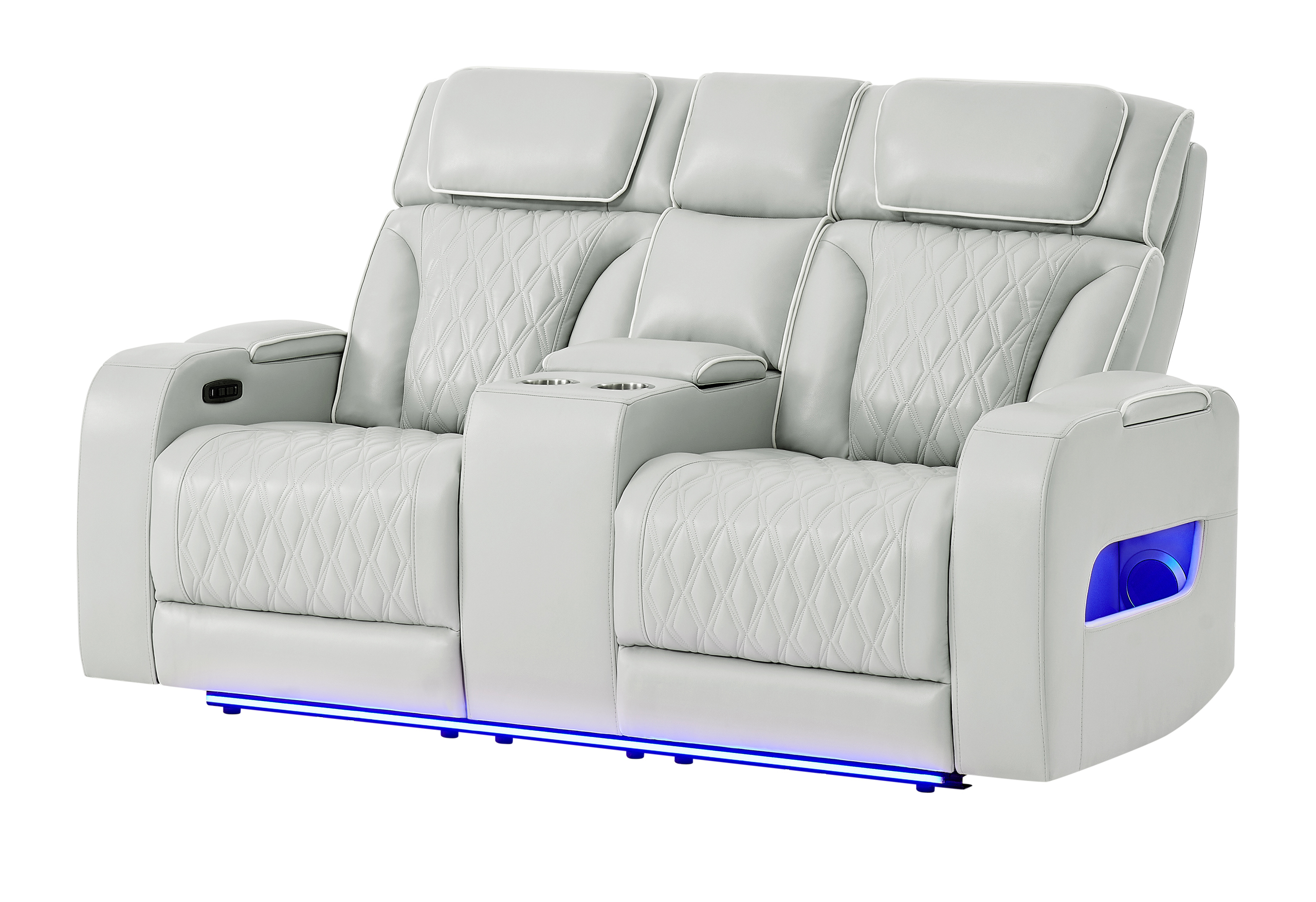 U8611 PU Power Reclining Living Room Set with LED Light and Speaker, Power Headrest