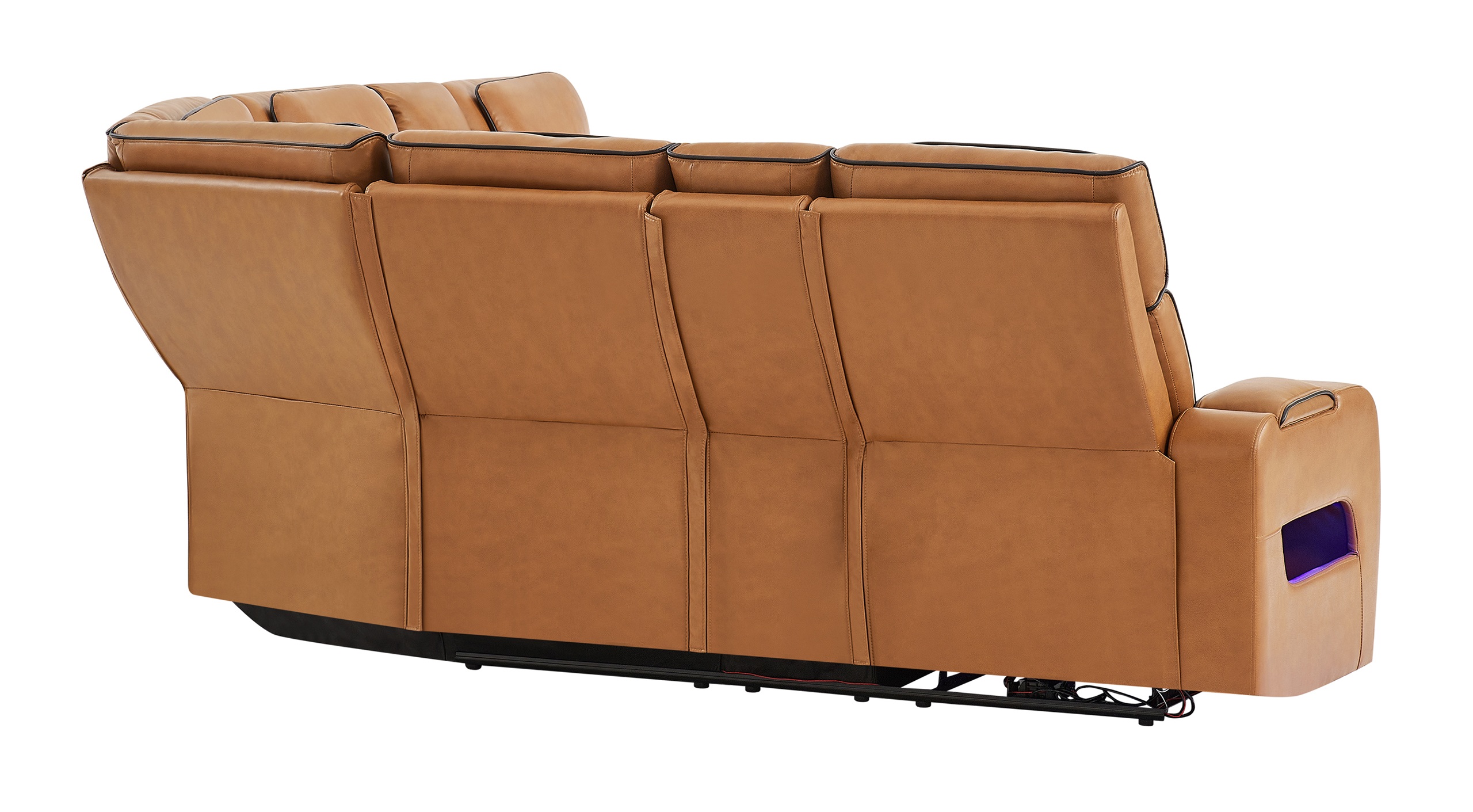 U8611 PU Power Reclining Sectional Sofa with LED Light, Power Headrest