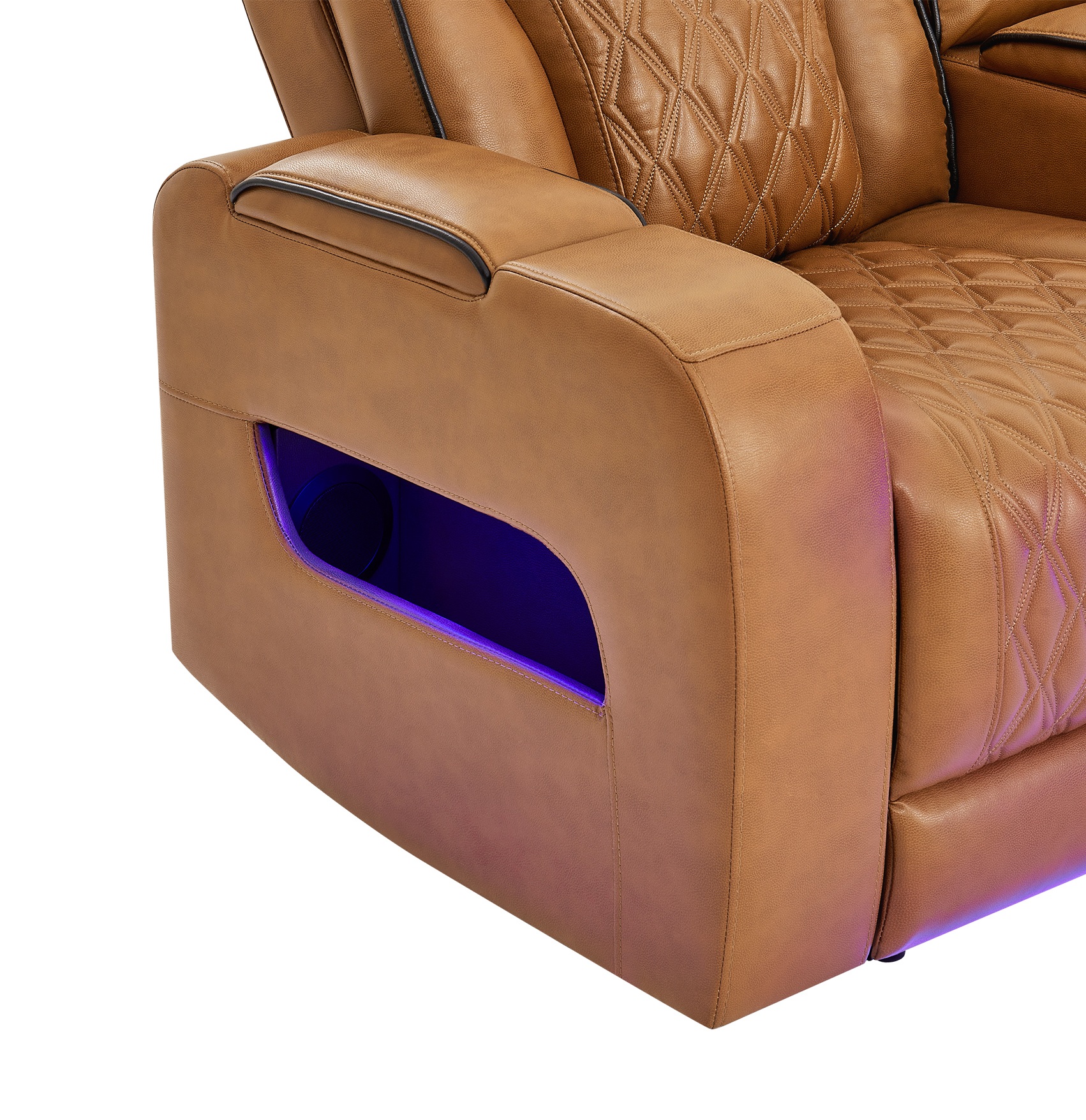U8611 PU Power Reclining Sectional Sofa with LED Light, Power Headrest