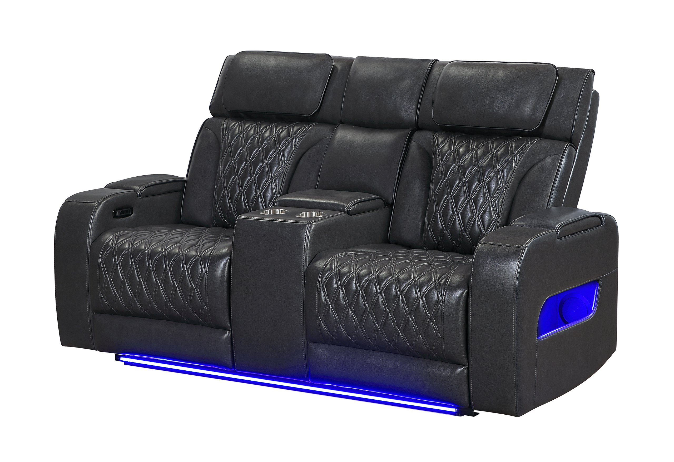 U8611 PU Power Reclining Living Room Set with LED Light and Speaker, Power Headrest