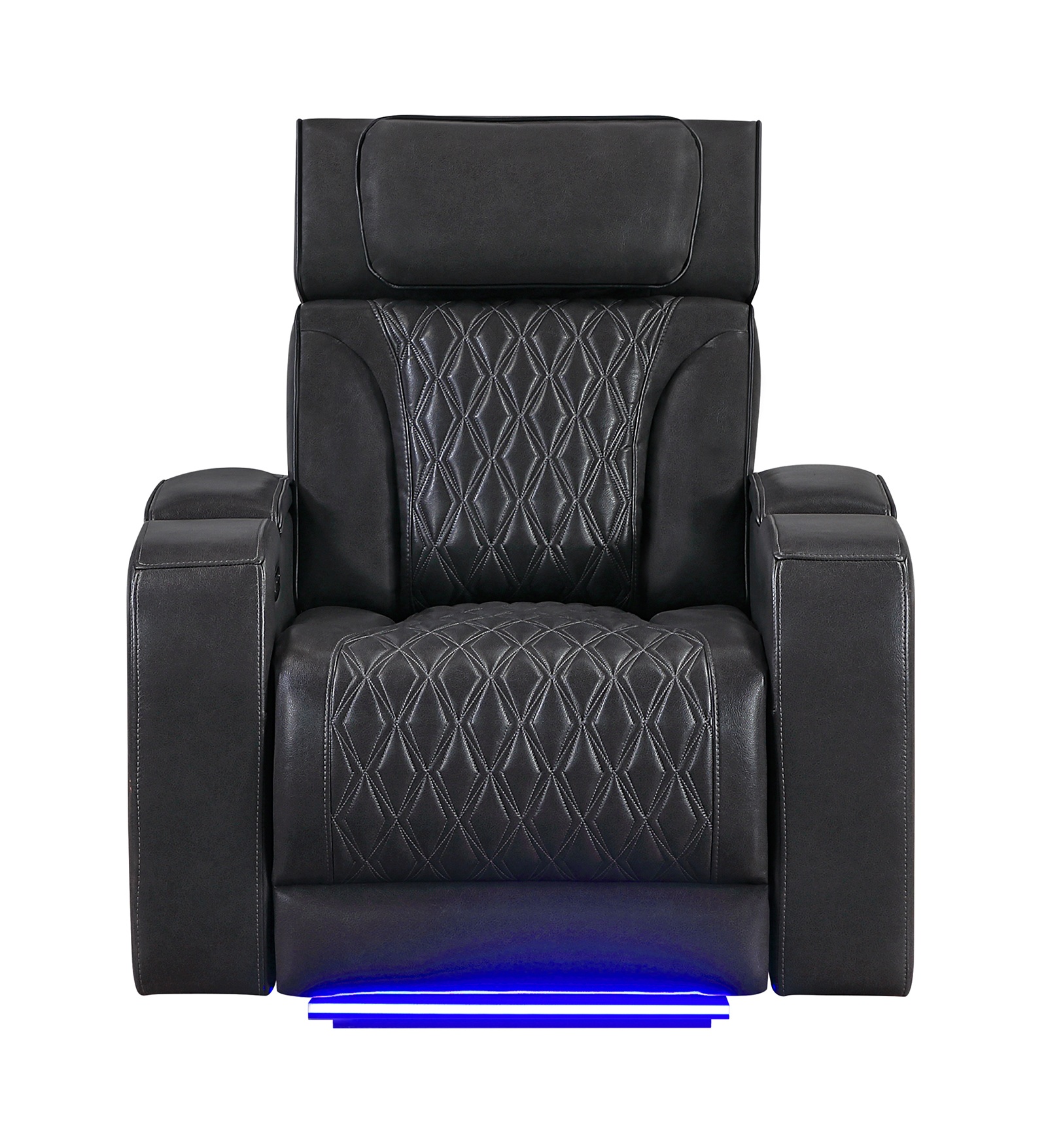 U8611 PU Power Recliner Chair with LED Light and Speaker, Power Headrest