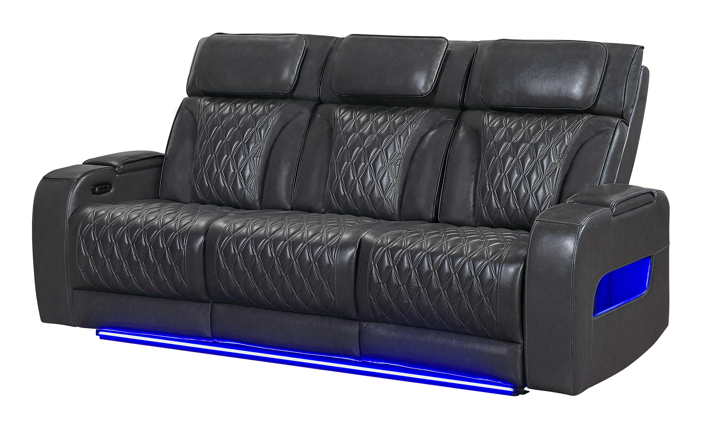 U8611 PU Power Reclining Living Room Set with LED Light and Speaker, Power Headrest