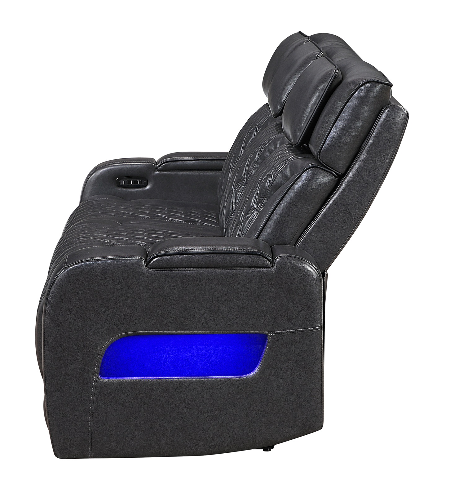 U8611 PU Power Reclining Sofa with LED Light and Speaker, Power Headrest