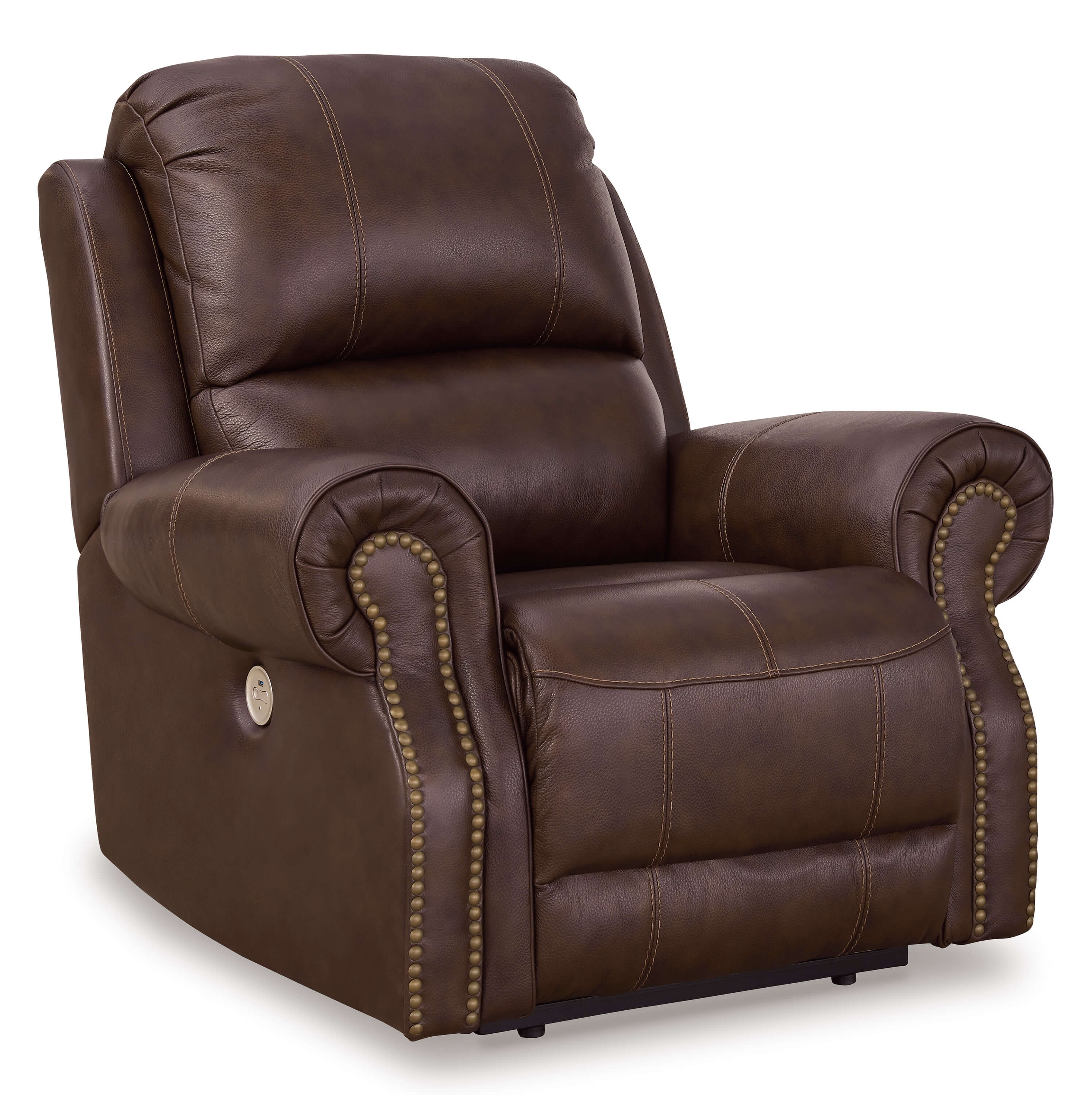 Ashley Freyeburg Walnut Leather Recliner Chair