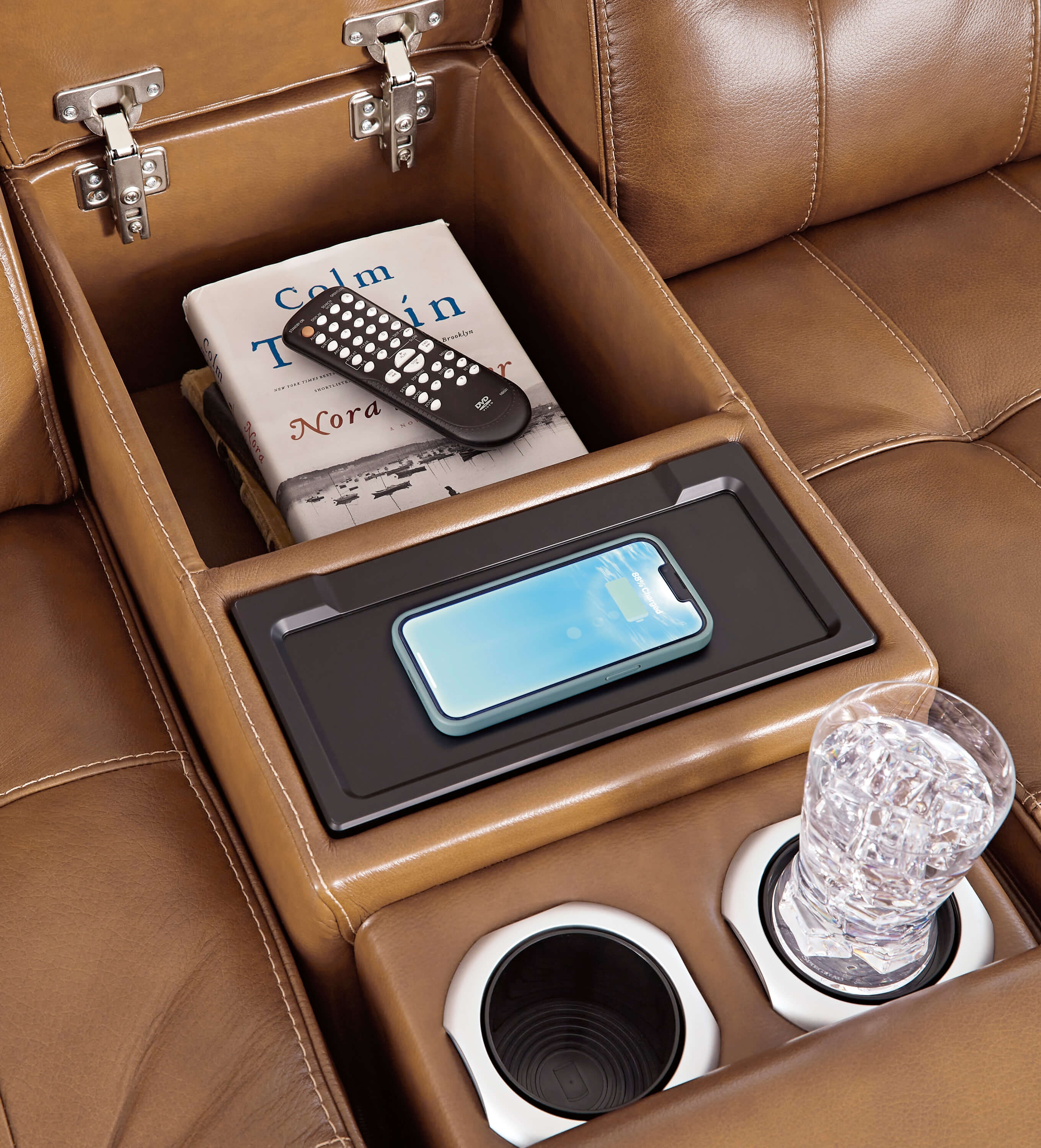 Temmpton Leather Loveseat with Console by Ashley