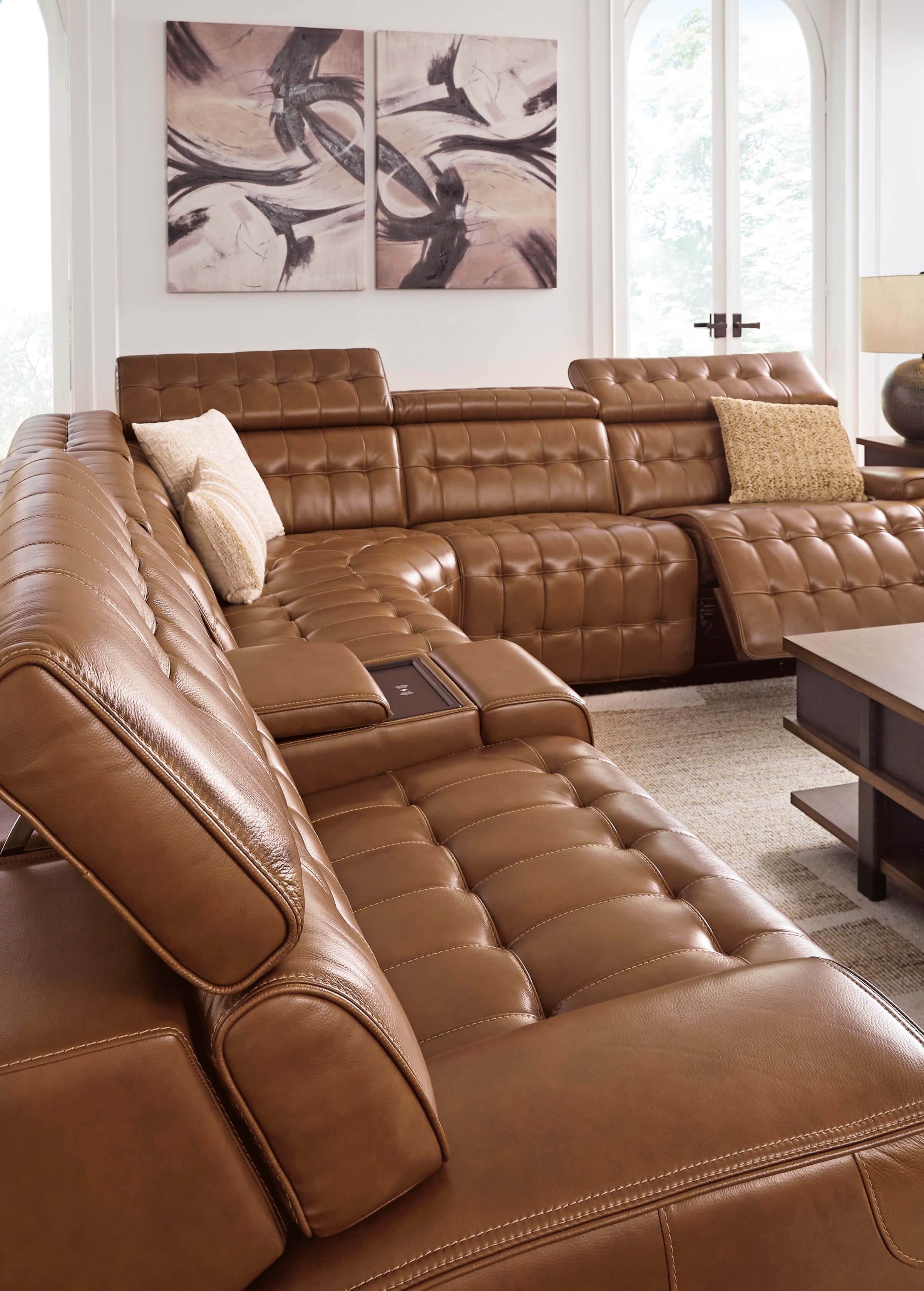 Temmpton 6-Piece Leather Power Reclining Sectional Sofa
