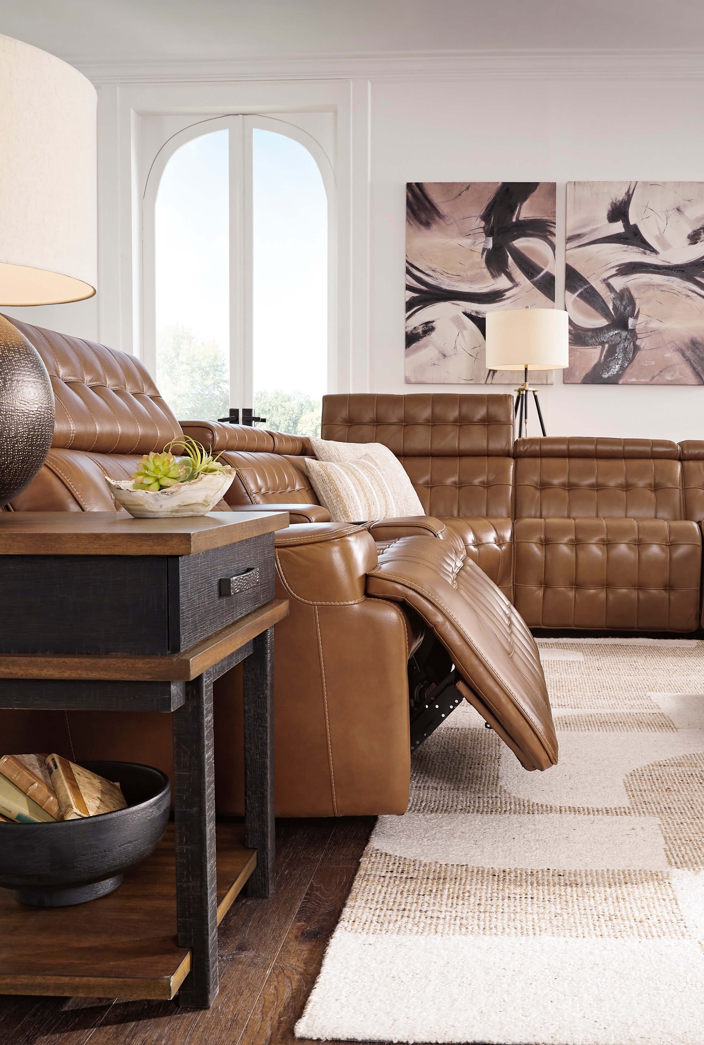 Temmpton 6-Piece Leather Power Reclining Sectional Sofa