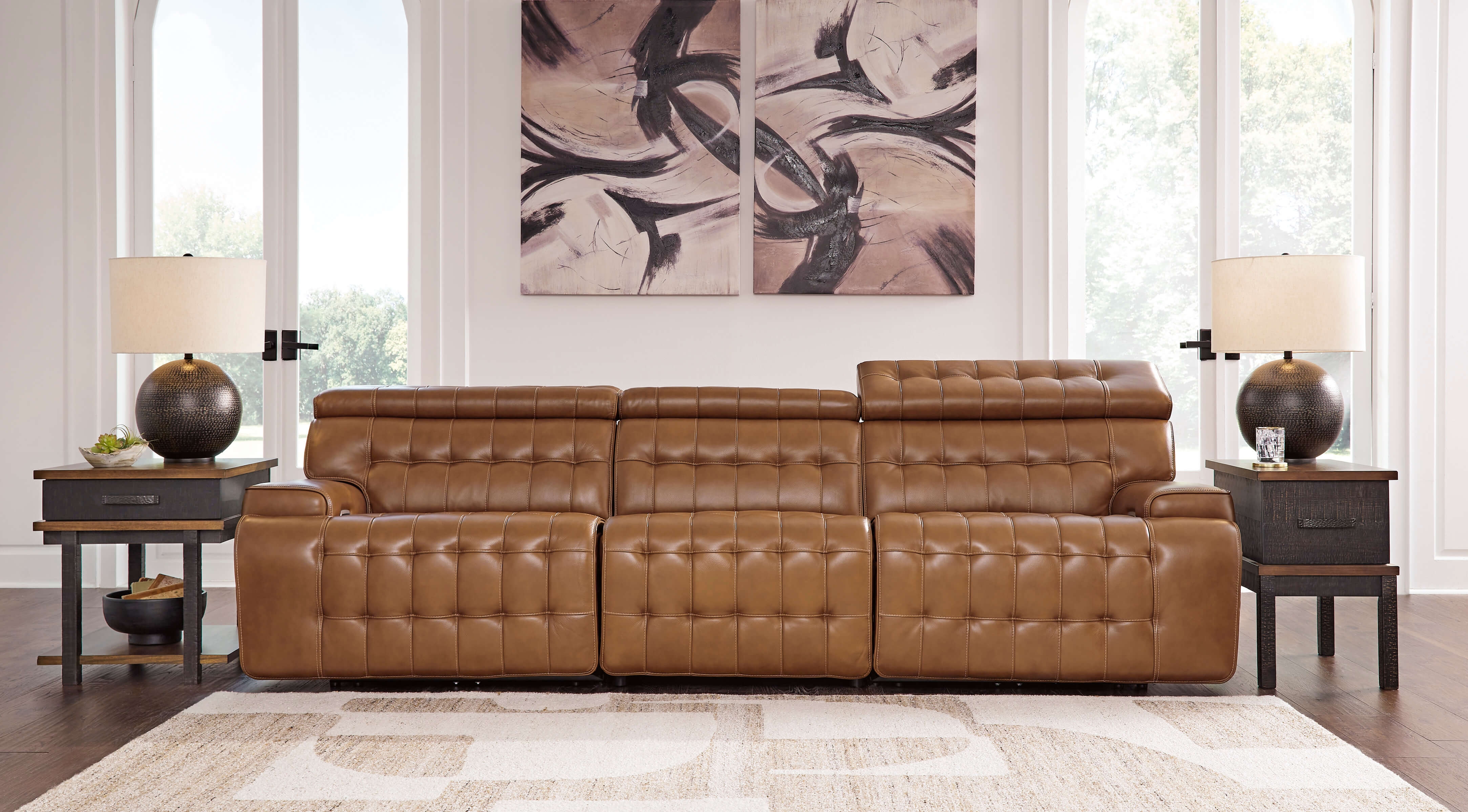 Temmpton Leather Chocolate 3-Piece Sofa