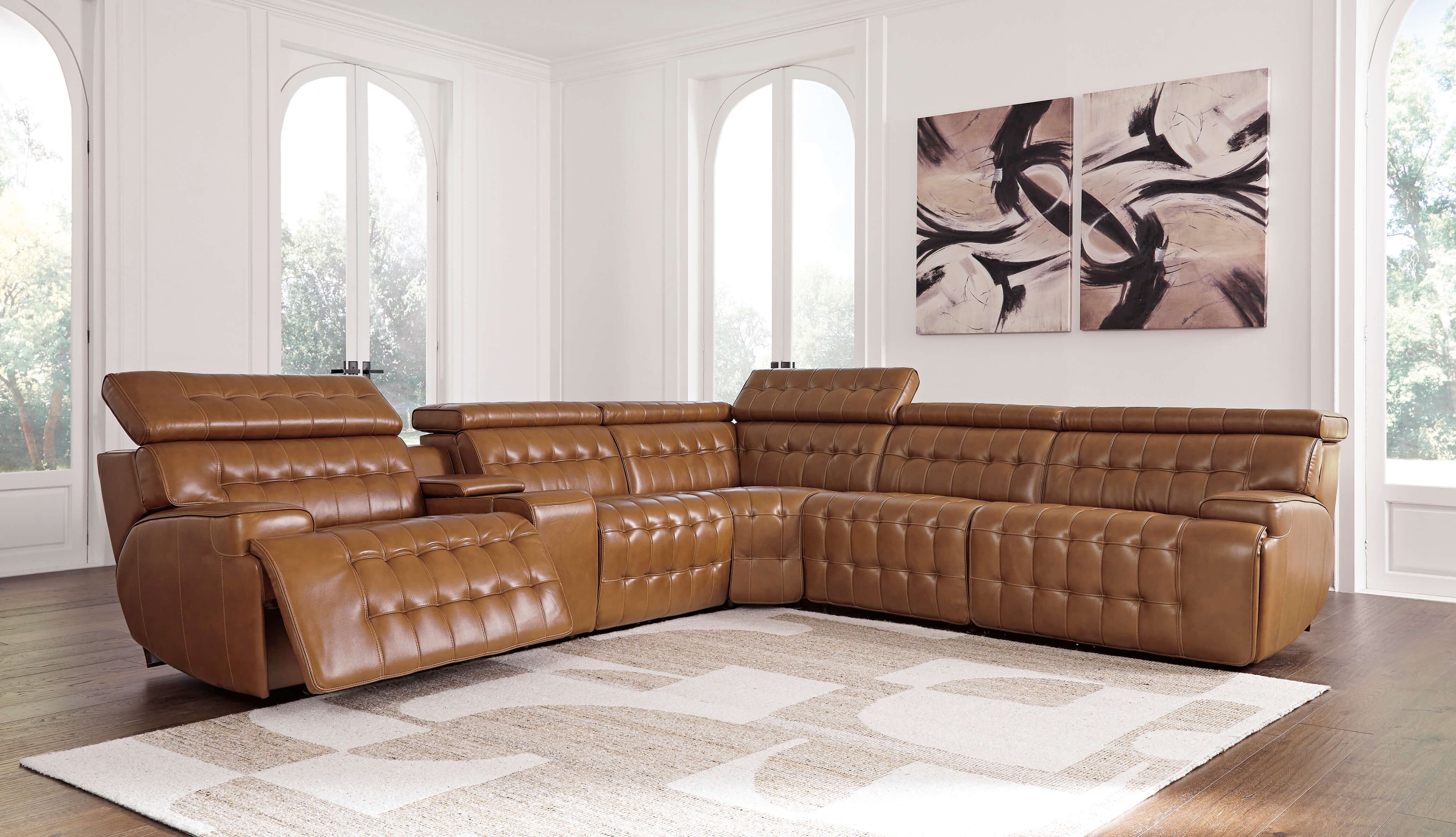 WRS Ashley Temmpton 6-Pc Leather Power Reclining Sectional