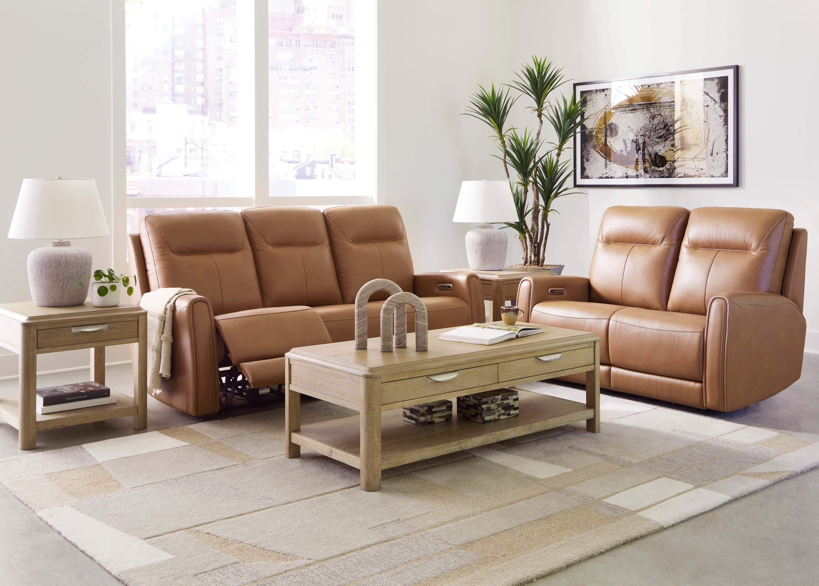 Ashley Tryanny Power Sofa, Loveseat and center table