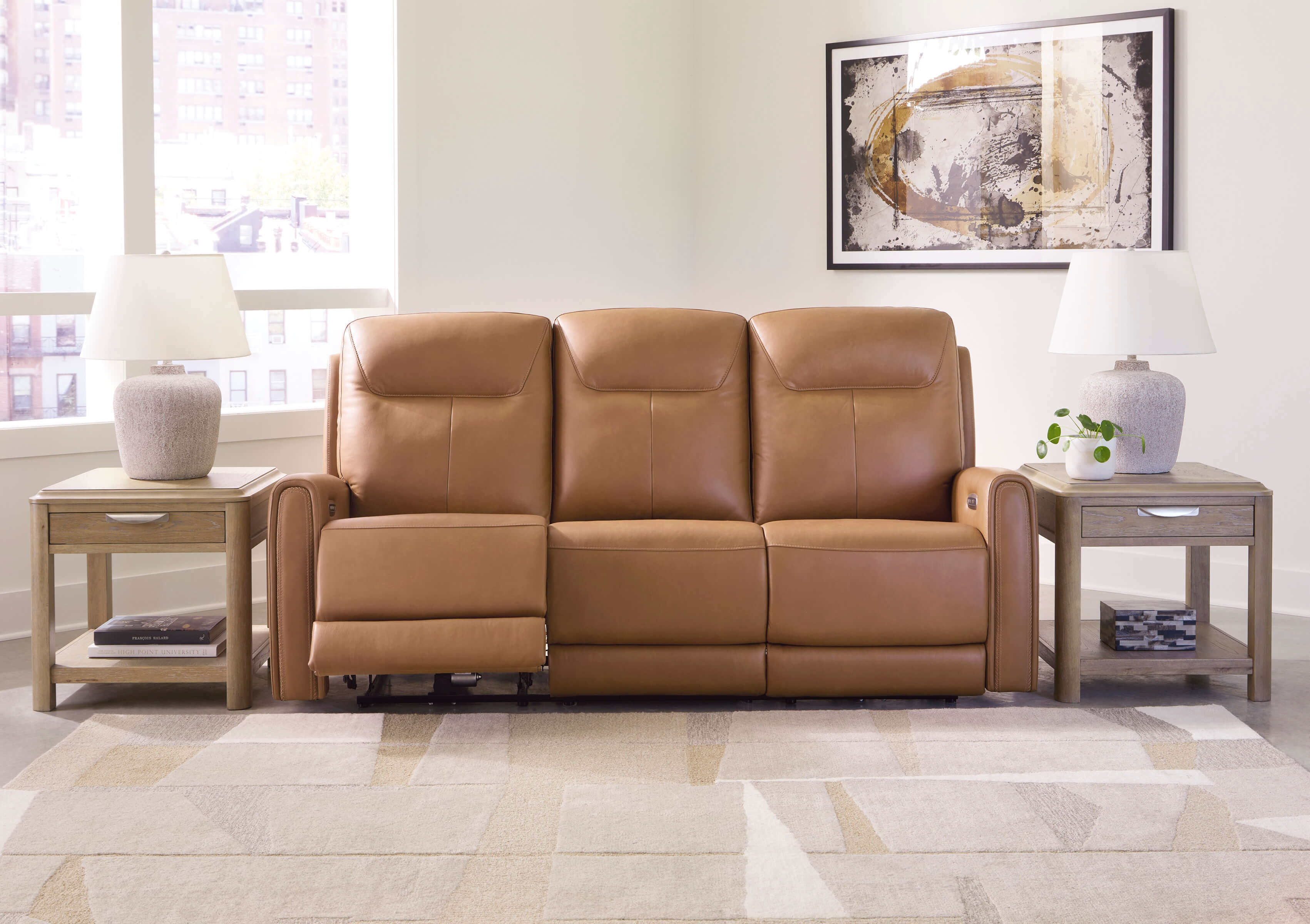Ashley Tryanny Leather Dual Power Reclining Sofa