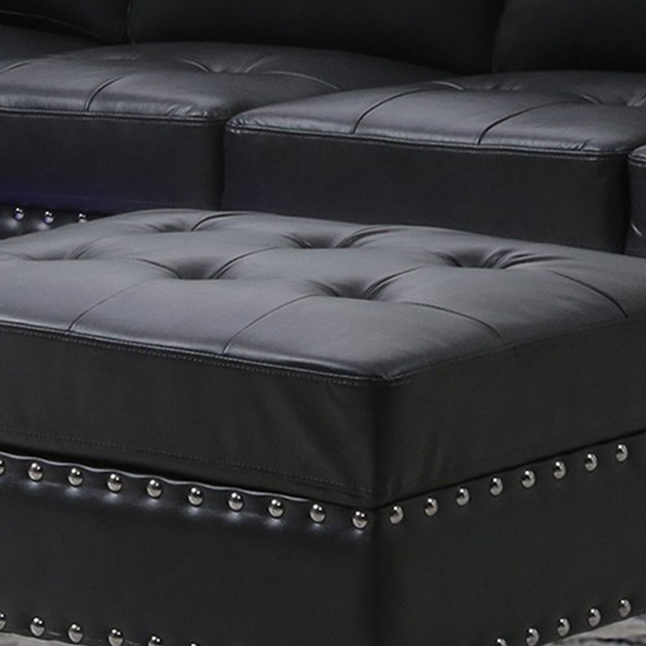 U97 Velvet/Leather Air Storage Ottoman
