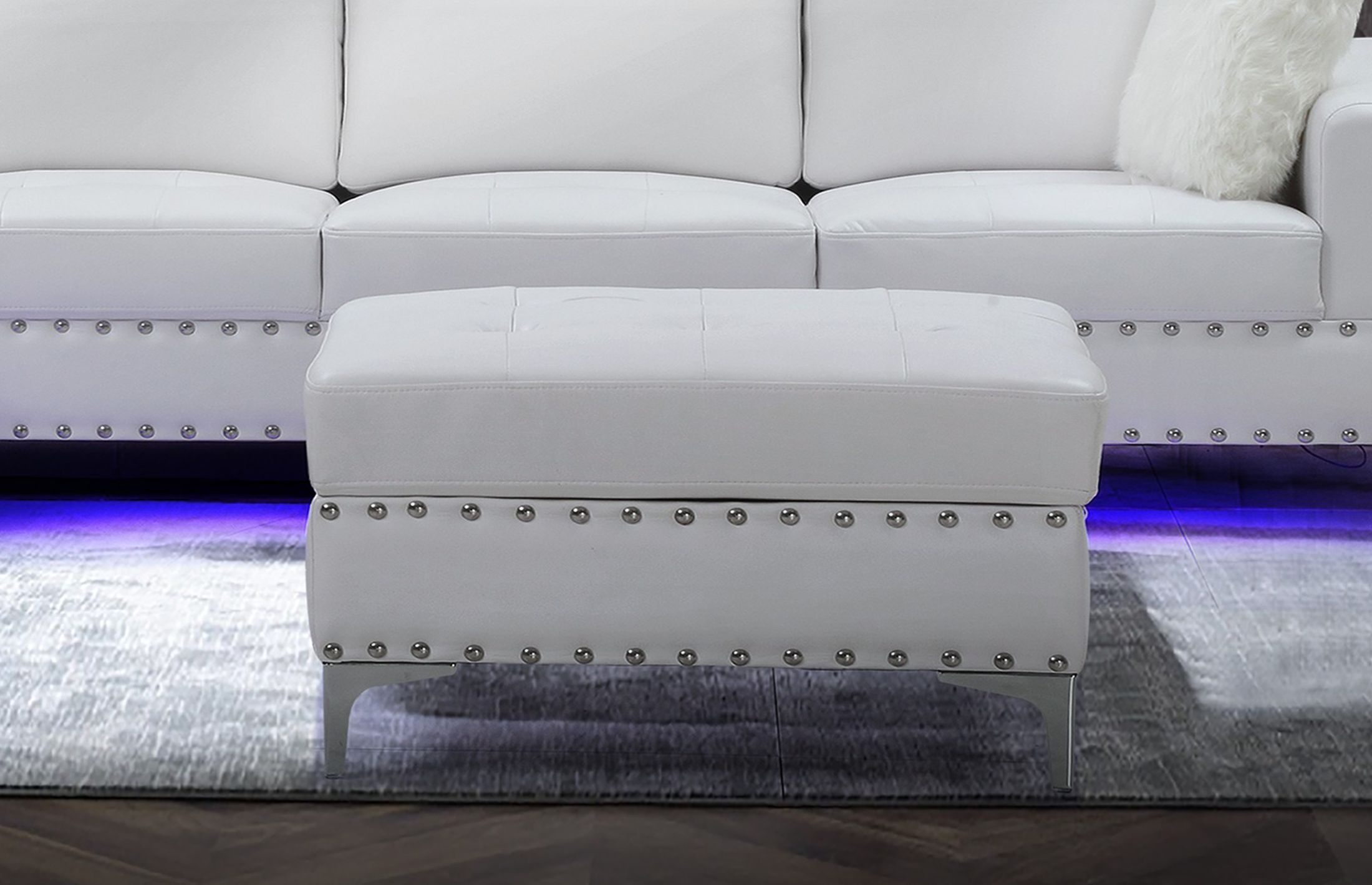 U97 Velvet/Leather Air Storage Ottoman