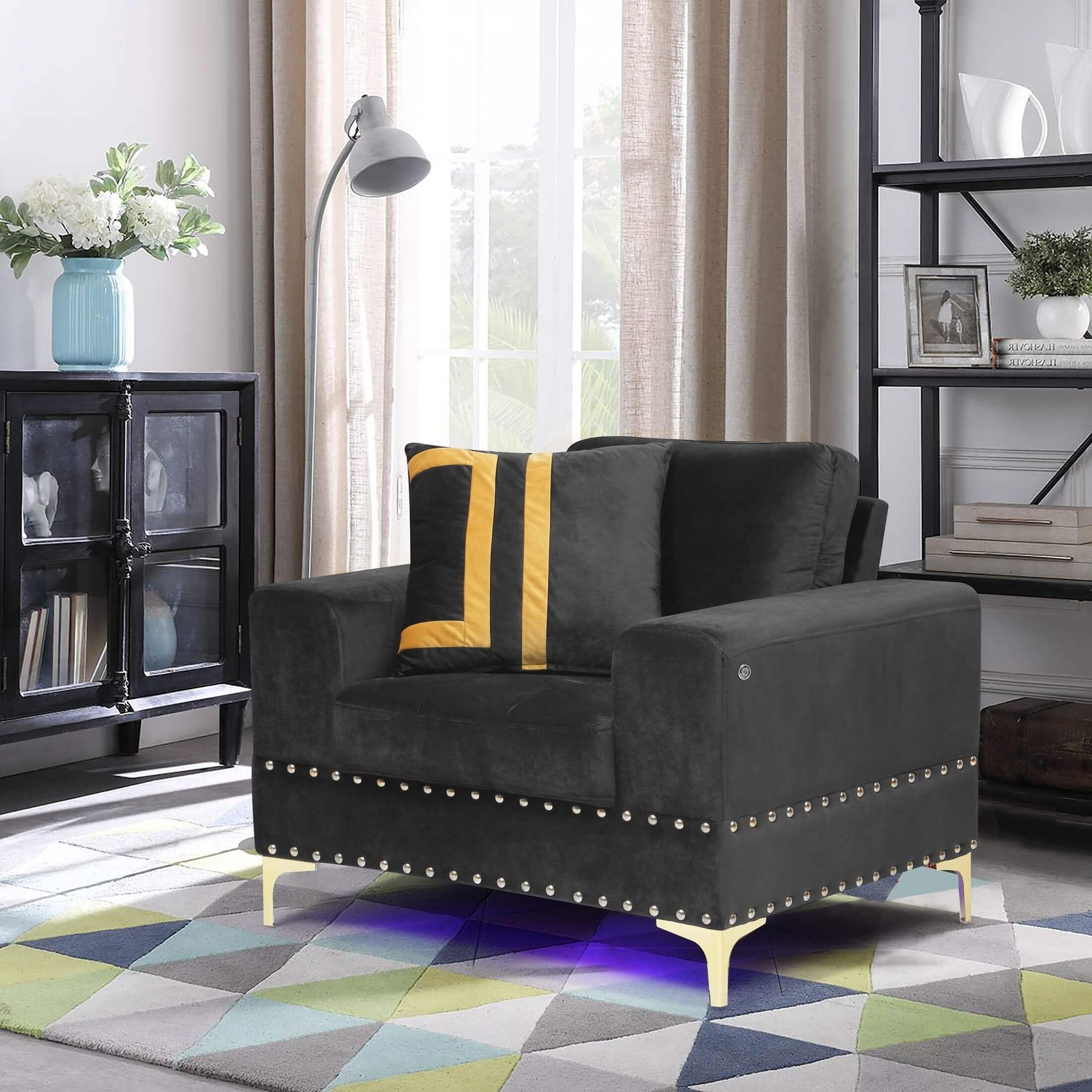 U98 Fabric/Leatherette Chair w/LED Lighting