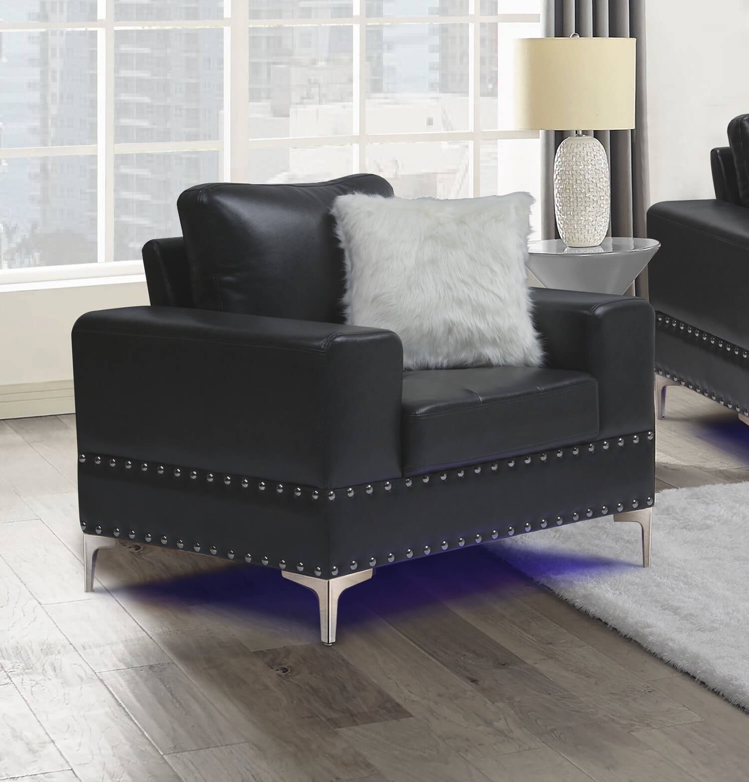 U98 Fabric/Leatherette Chair w/LED Lighting