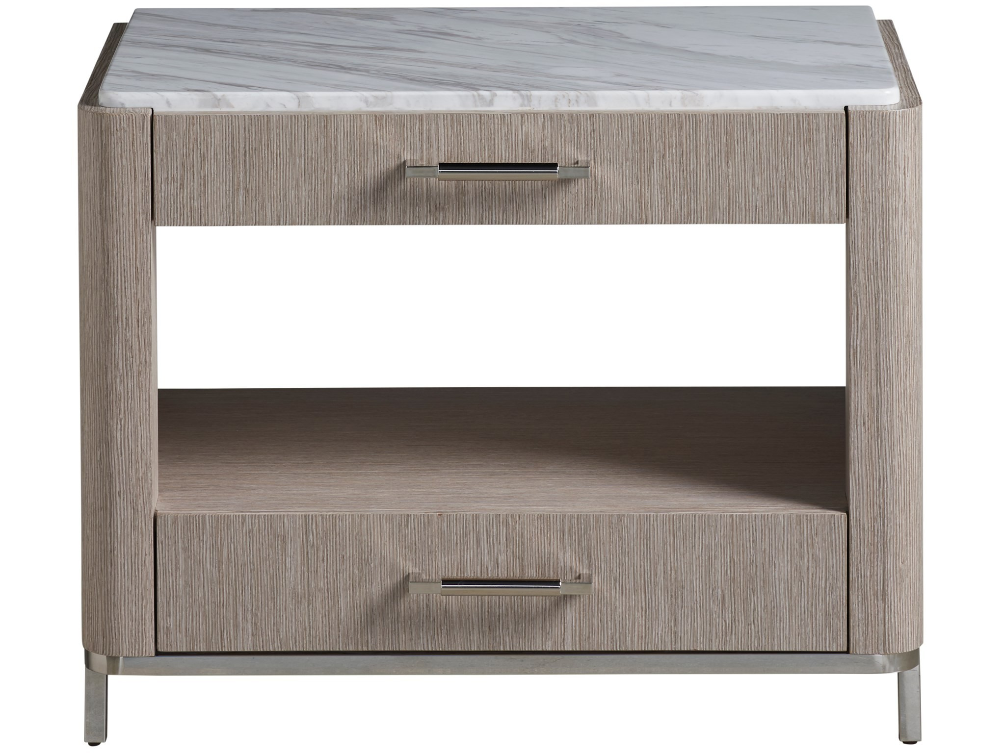 Soren Wood Stone Top Bedside Table w/2 Drawers
