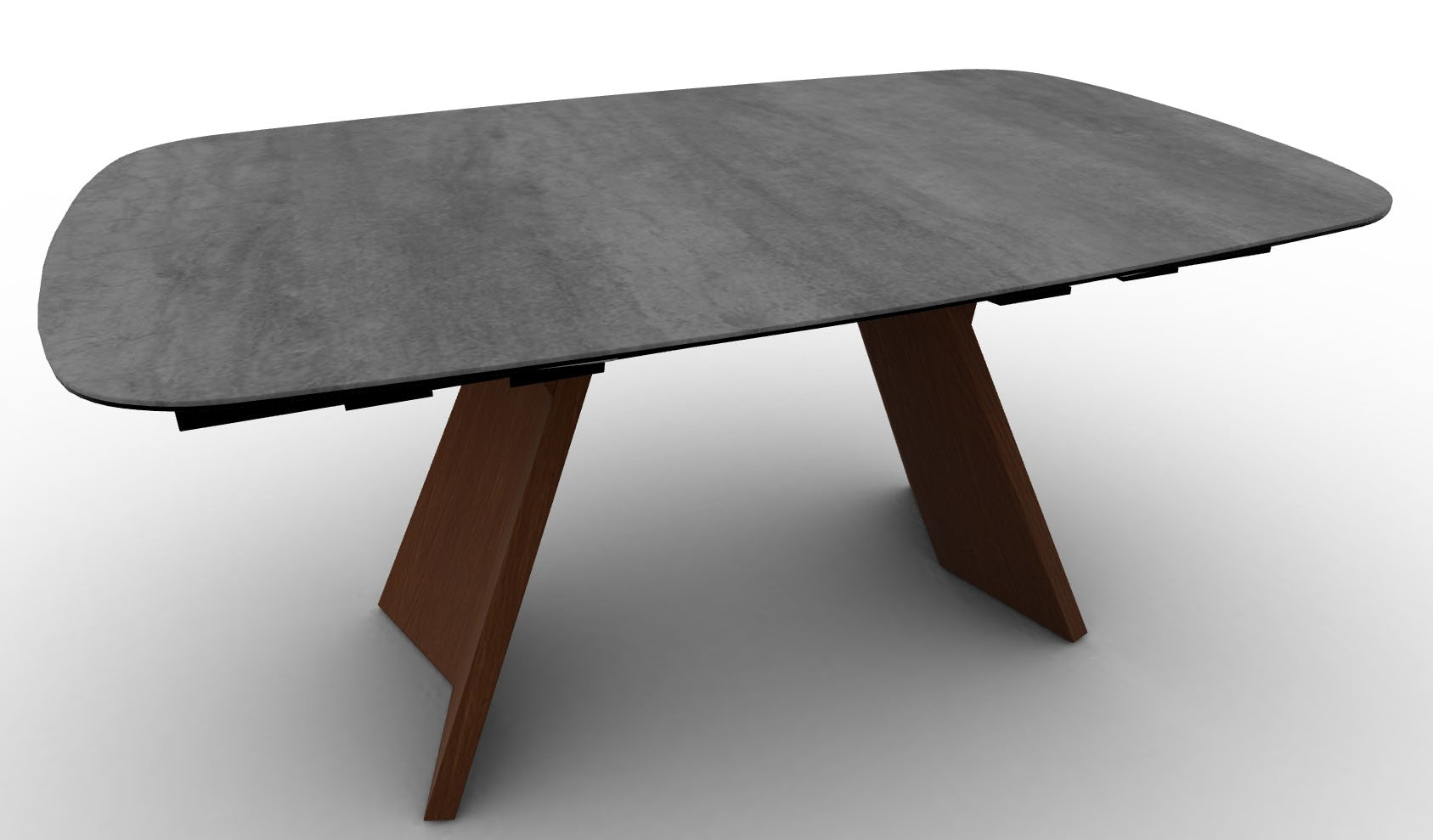 Icaro W64.9"-79.9"-94.8" Ceramic/Wood Customizable Extendable Elliptical Dining Table