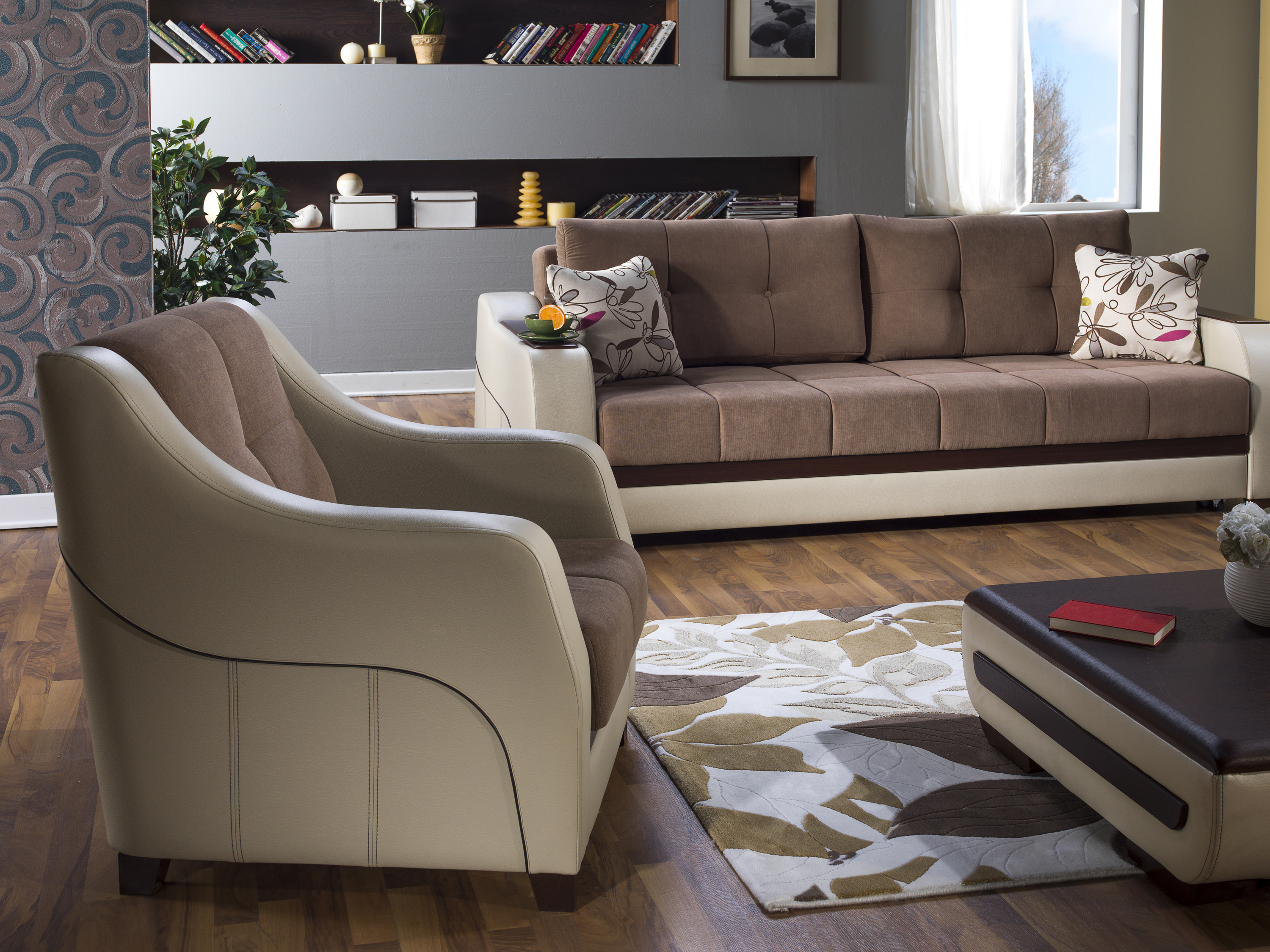Ultra Living Room Set (Sofa + Armchair) Optimum Brown by Sunset (Istikbal) Furniture