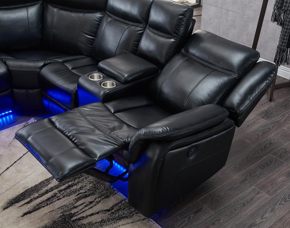 UM02 Sectional Sofa w/Power Recliner & LED Light