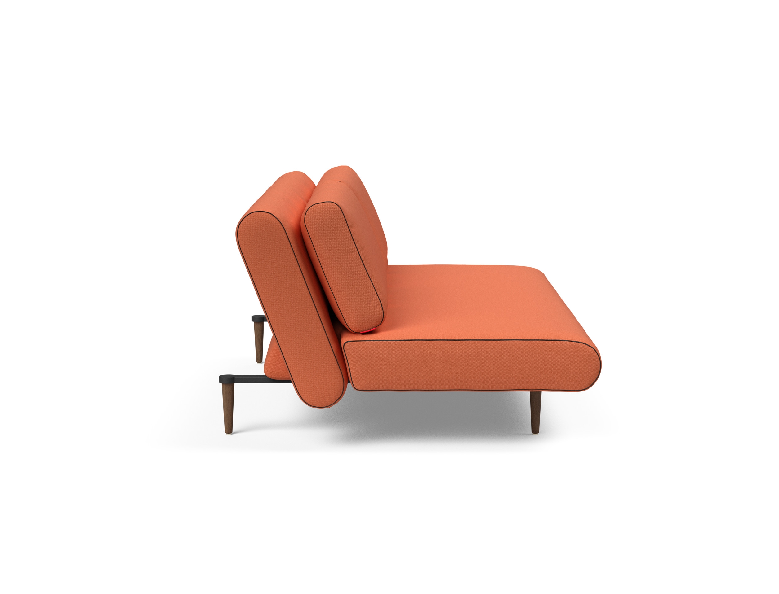 Unfurl Lounger Fabric Sofa Bed w/Dark Wood Legs