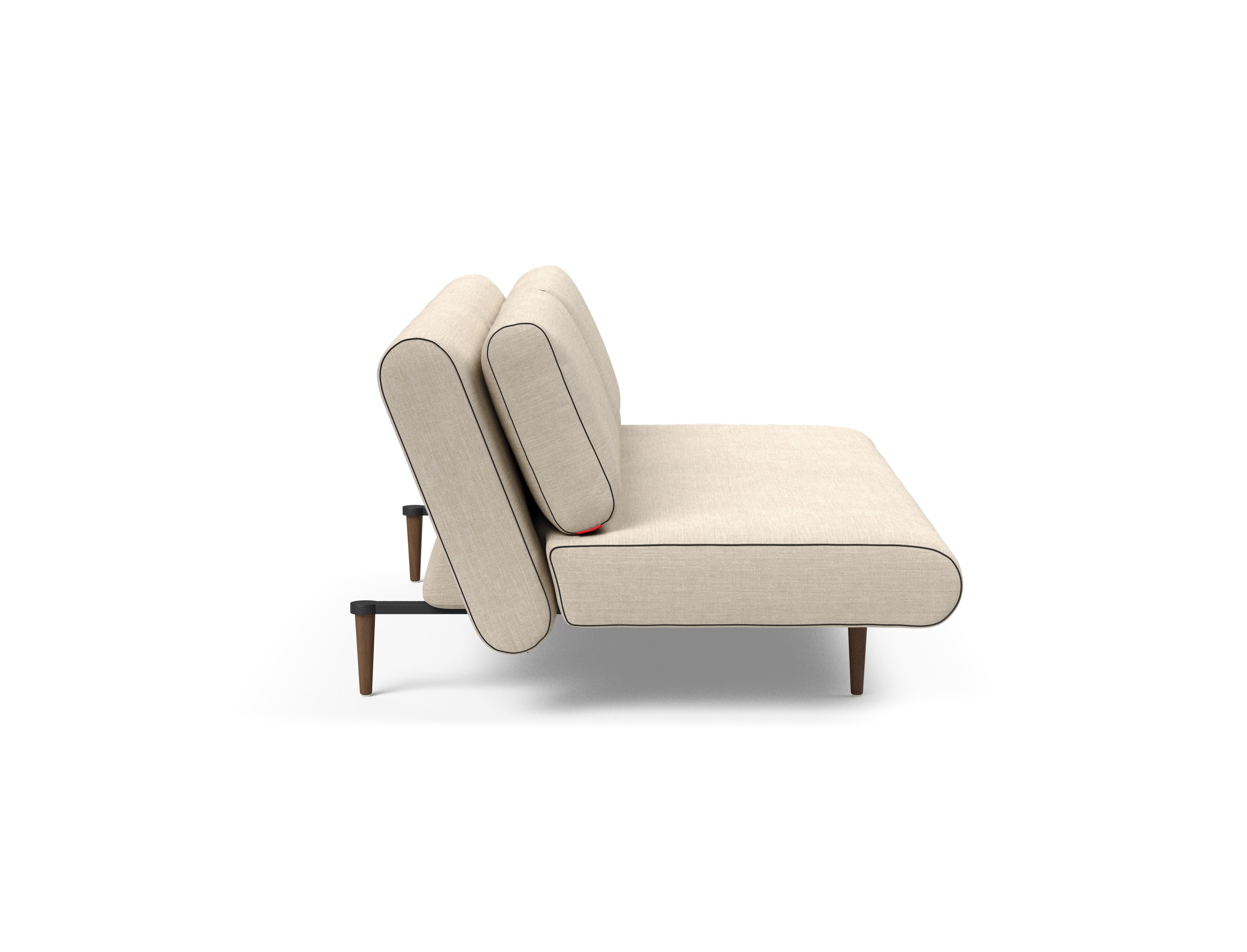 Unfurl Lounger Fabric Sofa Bed w/Dark Wood Legs