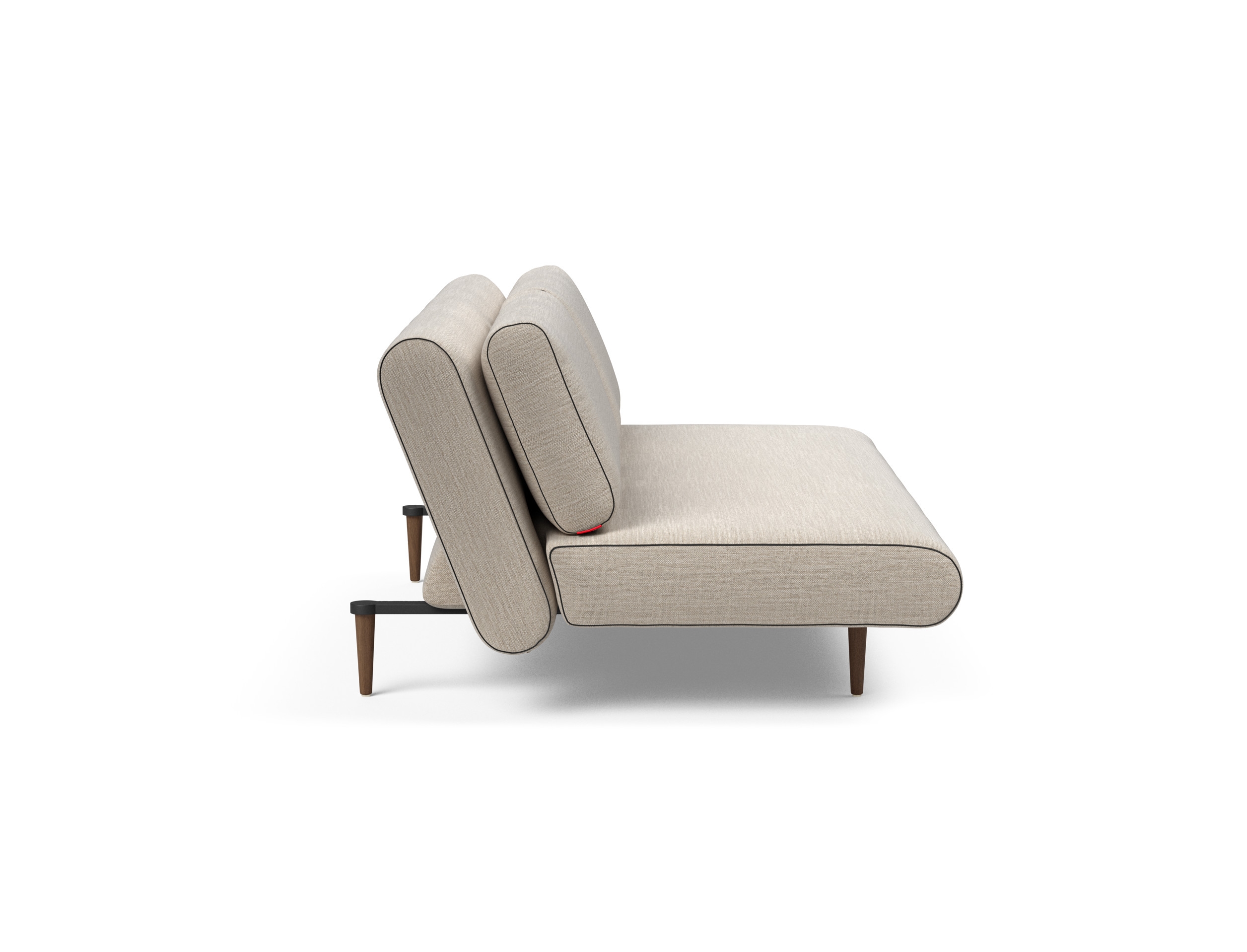 Unfurl Lounger Fabric Sofa Bed w/Dark Wood Legs