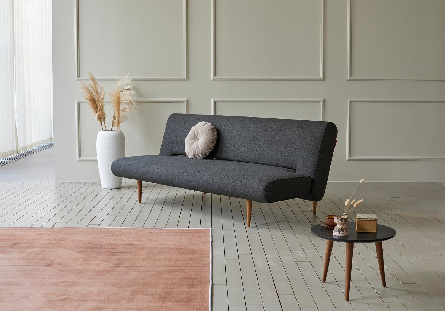 Unfurl Fabric Sofa Bed w/Dark Wood Legs