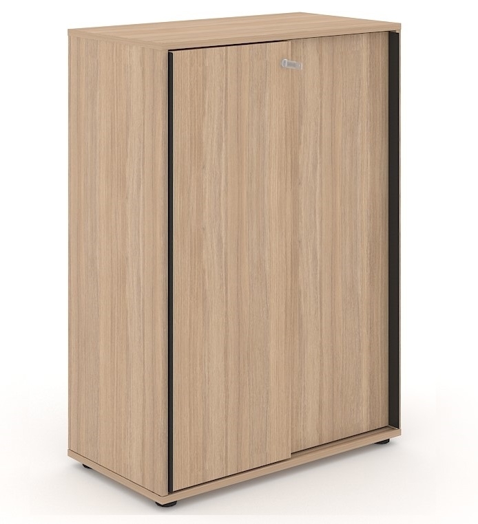 Uni Slide Office Lockable Cabinet w/Sliding Doors & 6 Shelves