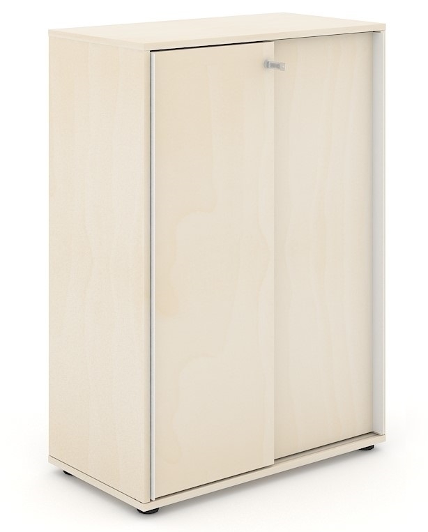 Uni Slide Office Lockable Cabinet w/Sliding Doors & 6 Shelves