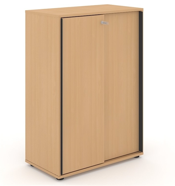 Uni Slide Office Lockable Cabinet w/Sliding Doors & 6 Shelves