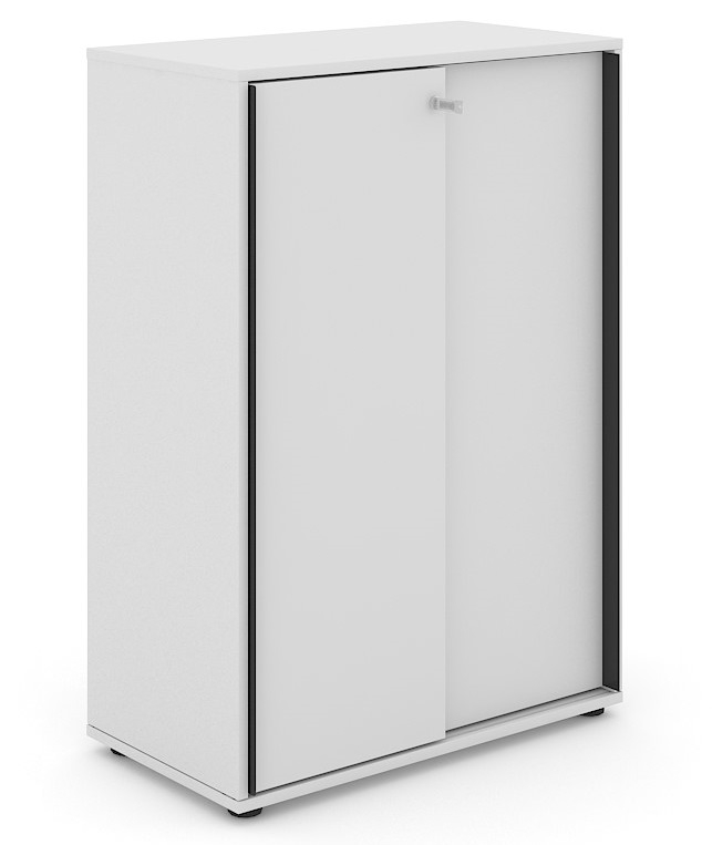 Uni Slide Office Lockable Cabinet w/Sliding Doors & 6 Shelves