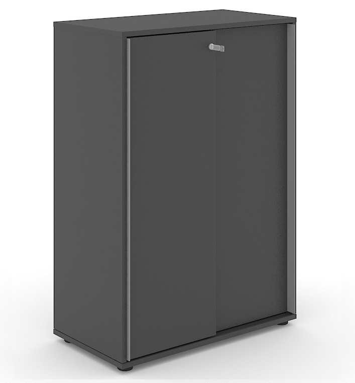 Uni Slide Office Lockable Cabinet w/Sliding Doors & 6 Shelves