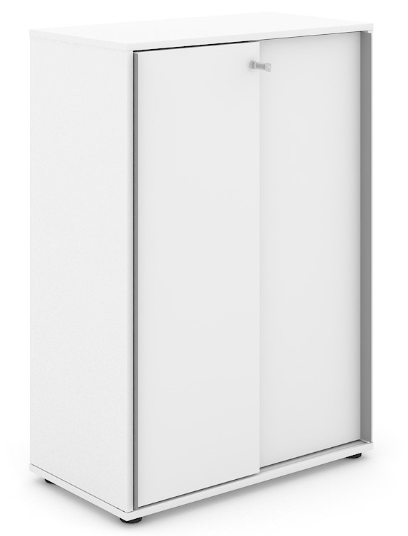 Uni Slide Office Lockable Cabinet w/Sliding Doors & 6 Shelves