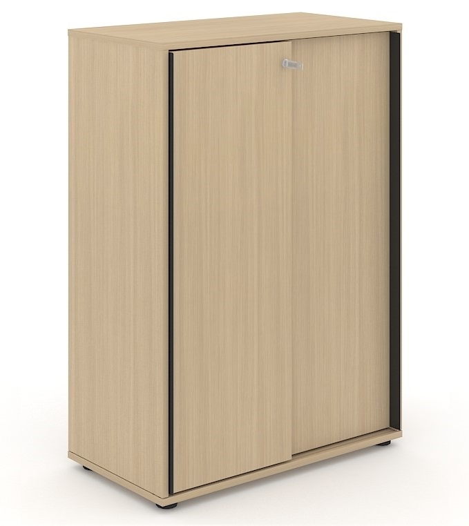 Uni Slide Office Lockable Cabinet w/Sliding Doors & 6 Shelves