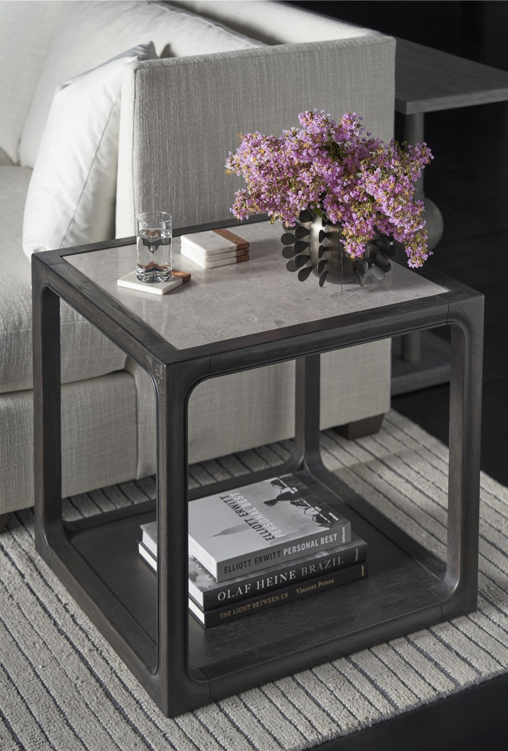 Halen Stone/Wood Square End Table