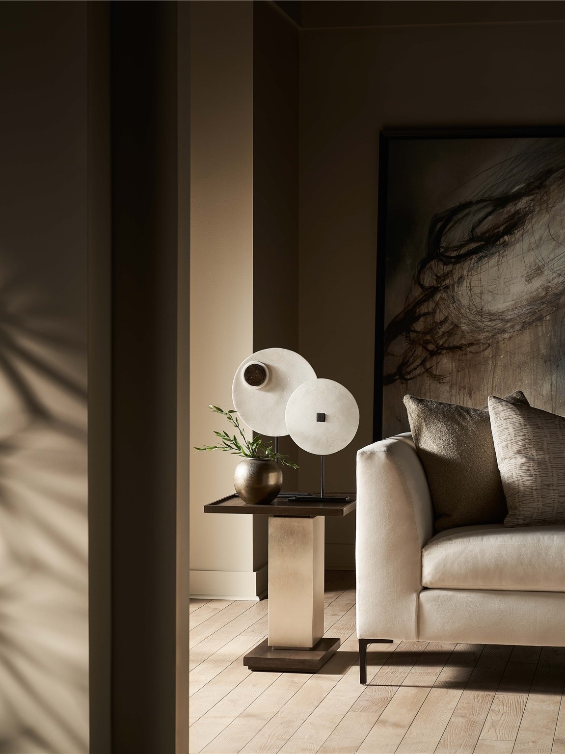 Lucia Wood/Stone Side Table