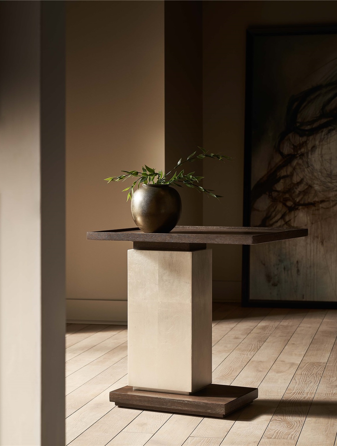 Lucia Wood/Stone Side Table
