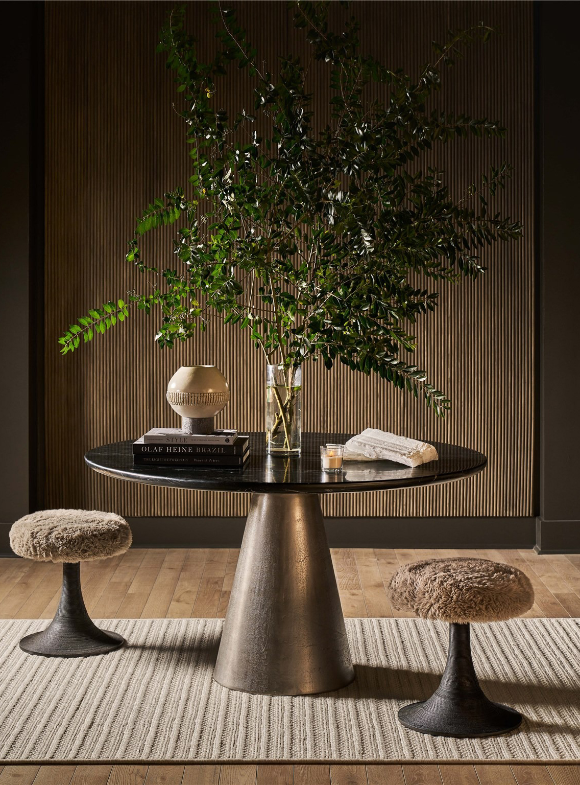 Slate Stone/Aluminum Dining Table